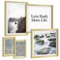 BILDER SET 5er Set - 50x50 cm & 20x30 cm & 40x60 cm Goldrahmen - Grüner Marmor Melancholie - Goldfarben, Kunststoff (40/60cm) - TULUP