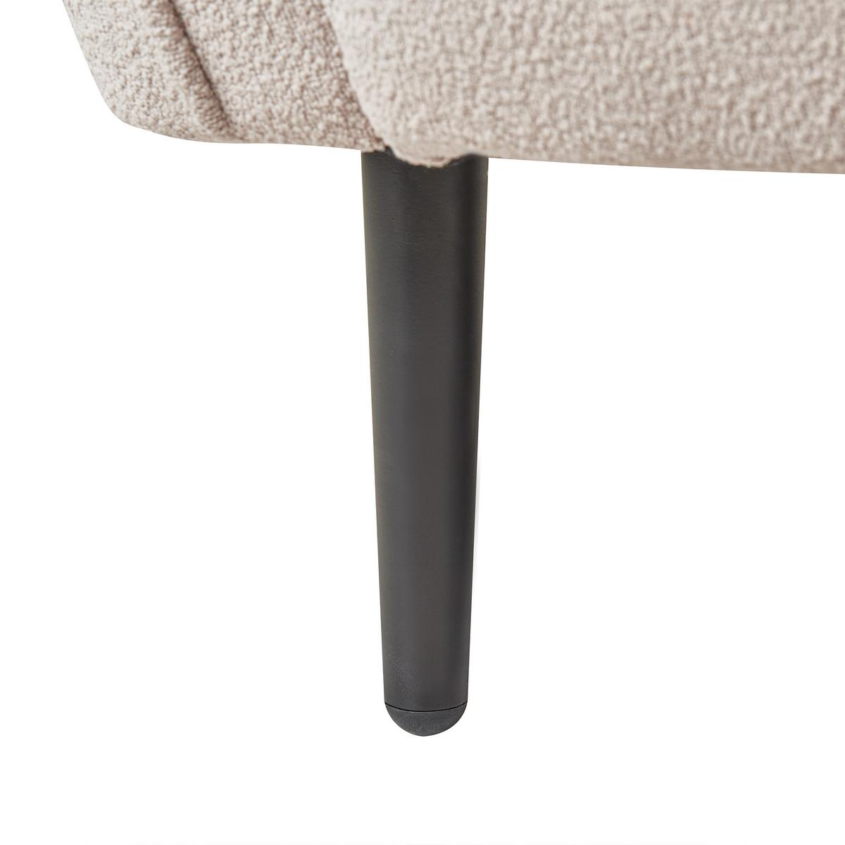 CHAISELONGUE Bouclé hellbeige linksseitig Chevannes - Beige/Schwarz, Textil (138/74/77cm) - Beliani