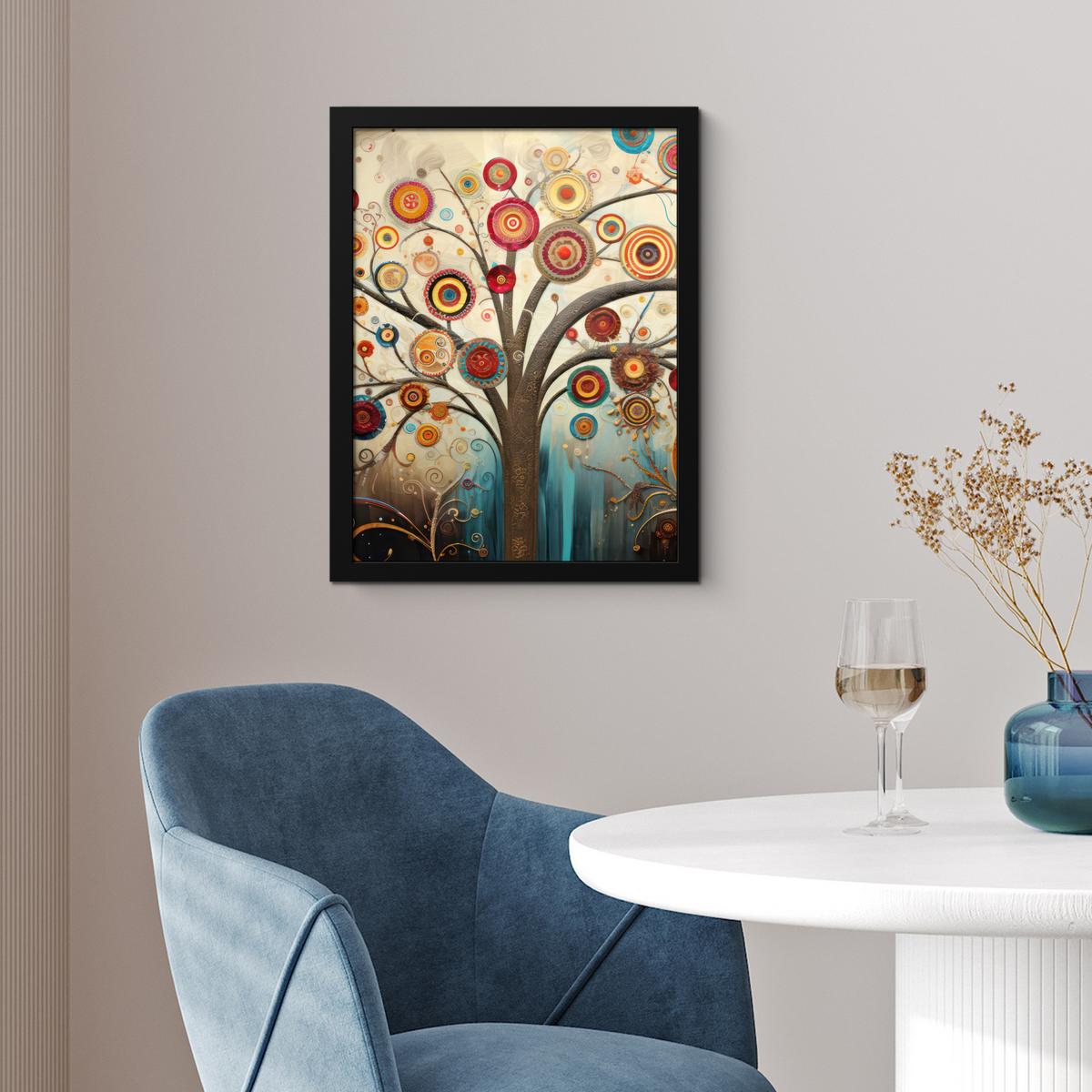 POSTER MIT RAHMENGERAHMTES BILD Baum - Baum des Lebens - Farbe Bilderrahmen 30x40 cm - Braun, Papier (30/40cm) - MuchoWow