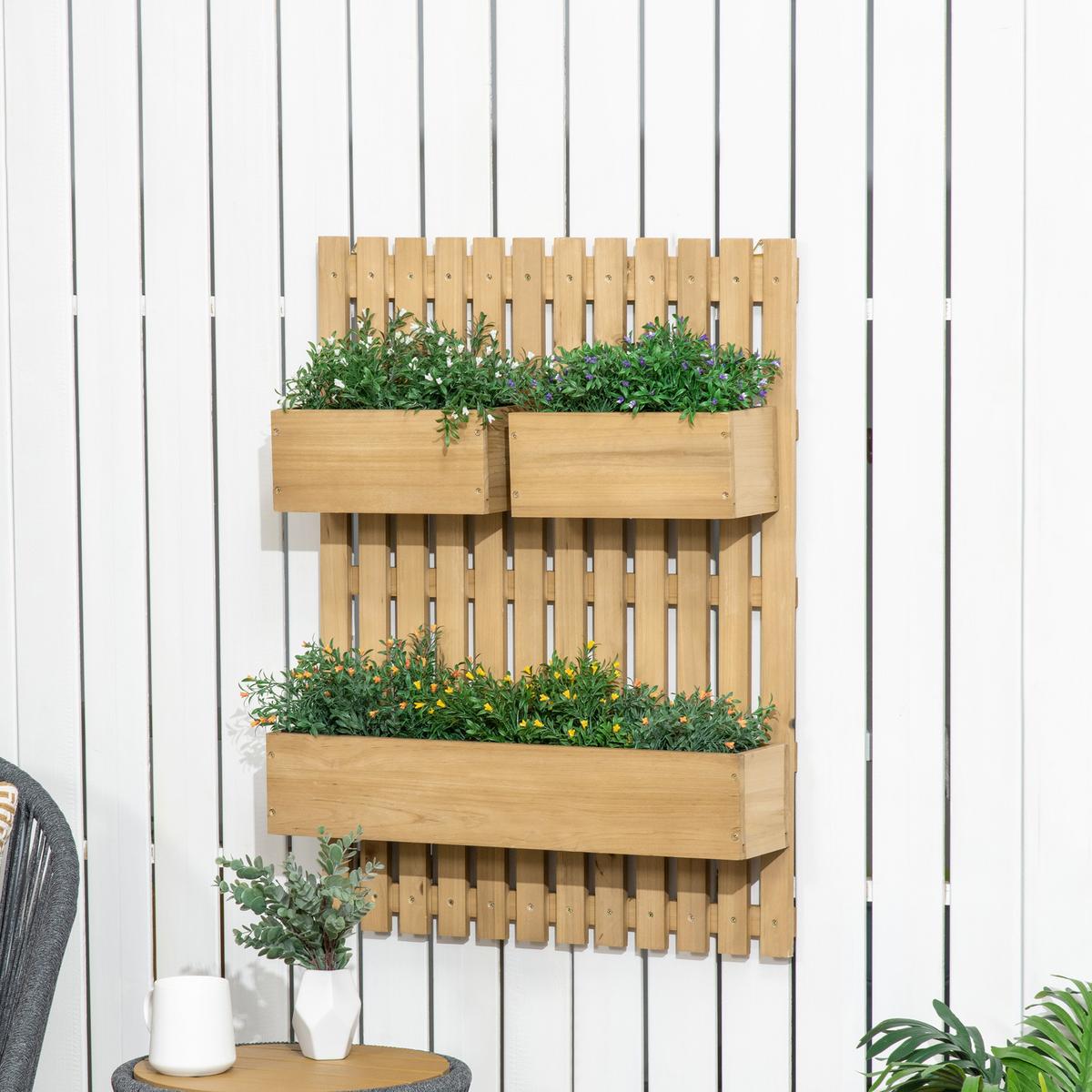 BLUMENKASTEN, Tannenholz, Naturholz - Naturfarben, Holz (16/80/60cm) - Outsunny