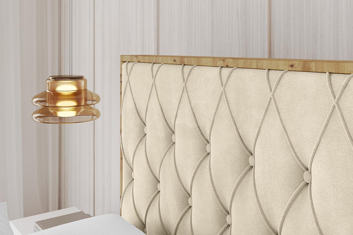 POLSTERBETT mit Bettkasten, Fußteil und Lattenrost, Boxbett ohne Matratze - ENZO5-Z 180x200 Beige - Ecru, Holzwerkstoff/Textil (180/200cm) - ALTDECOR
