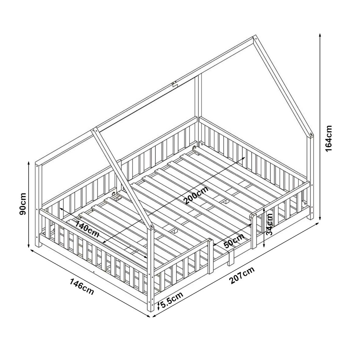 HAUSBETT Sisimiut - Naturfarben, Holz (140/200cm) - [en.casa]