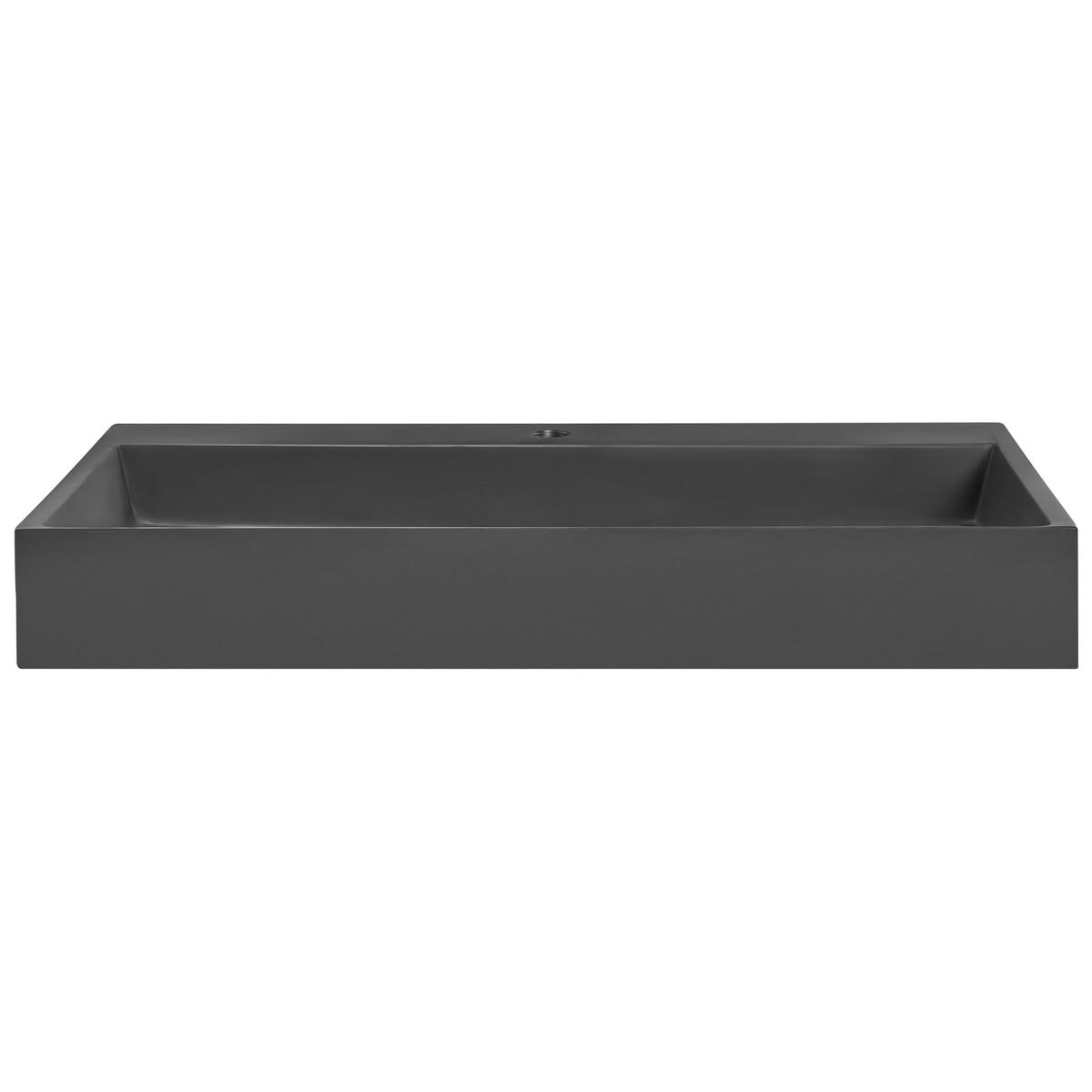 HÄNGEWASCHBECKEN Schwarz 80/46 cm Mineralguss Quenko - Schwarz, Naturmaterialen (80/12/46cm) - Beliani