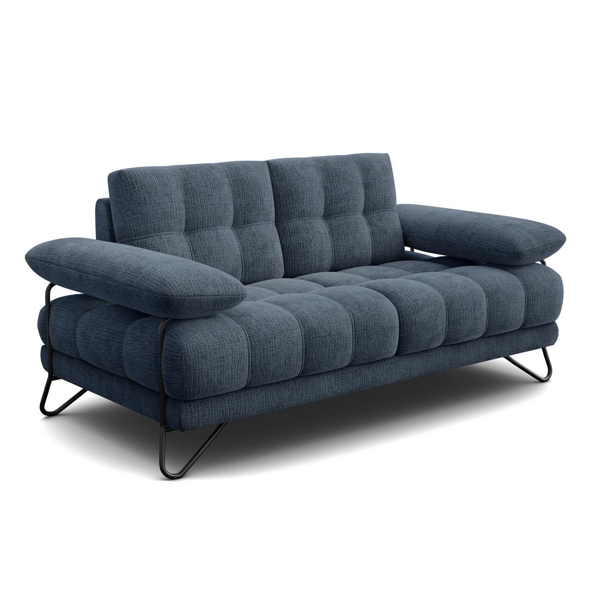 SOFA BUBBARA 2-Sitzer, marineblau - Blau/Schwarz, Holz/Textil (185/87/96cm) - Wozimo