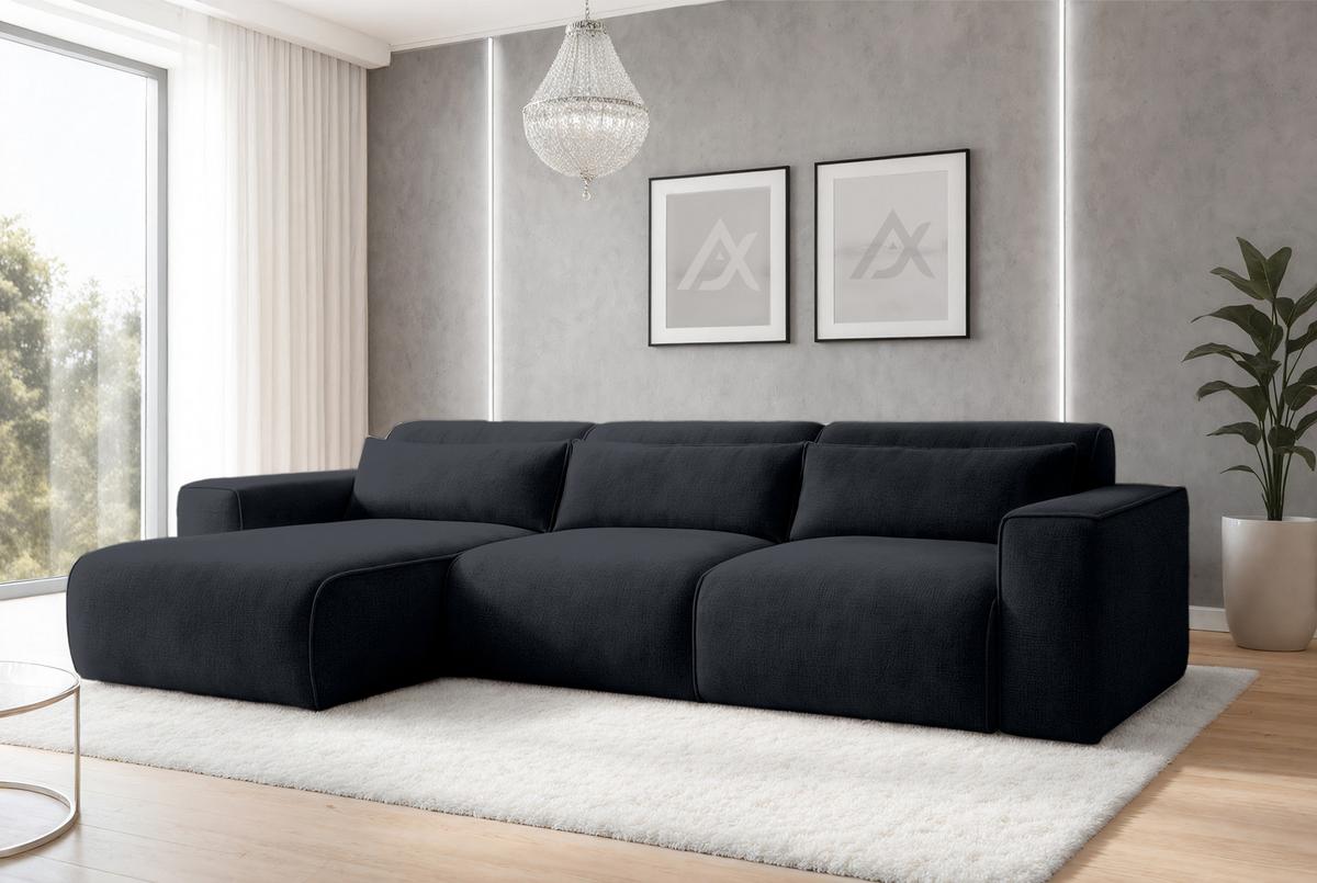 ECKSOFA L Form Ruyam Dunkelgrau 310/165/78 cm – Schlaffunktion Links - Schwarz, Kunststoff/Textil (170/310cm) - AX Living