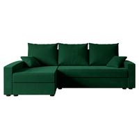 ECKSOFA mit Schlaffunktion und Bettkasten ALESIA-L 231x140x90 cm Grün Velours - Silberfarben/Grün, Holzwerkstoff/Kunststoff (231/140cm) - ALTDECOR