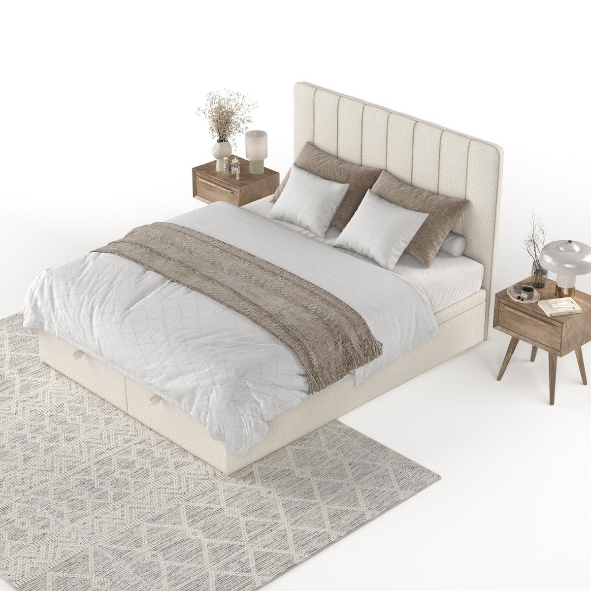 POLSTERBETT Vienna mit Stauraum 180/200 cm Hellbeige im Alta Stoff - Sandfarben/Schwarz, Holz/Holzwerkstoff (180/200cm) - AltaBeds
