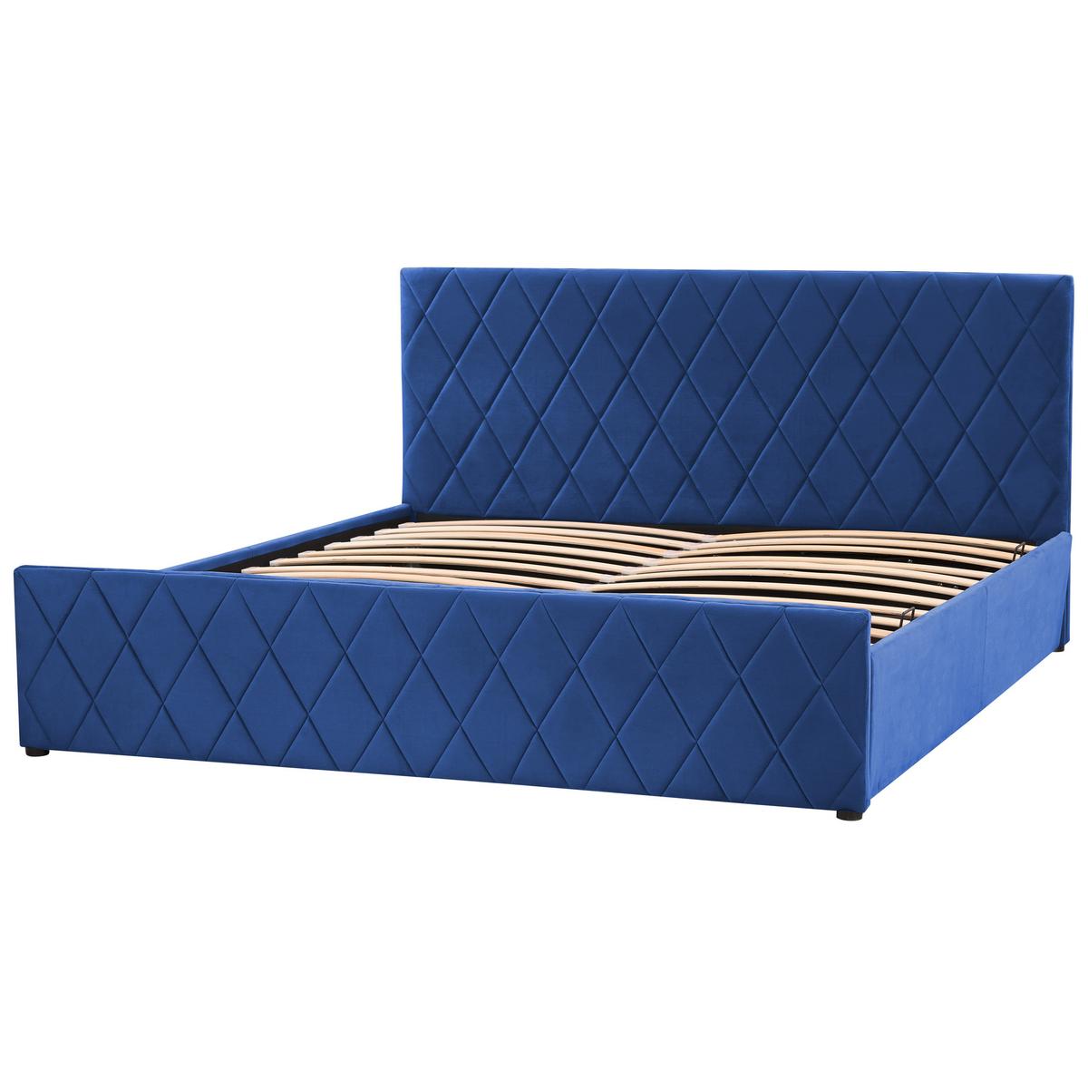 BETT mit Stauraum 180/200 cm Marineblau Rochefort - Blau, Textil (180/200cm) - Beliani