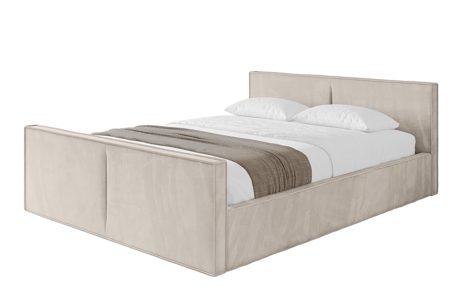 POLSTERBETT mit Bettkasten, Fußteil und Lattenrost, Boxbett ohne Matratze - EMMI-Z-V1 180x200 Beige - Beige, Holzwerkstoff/Textil (180/200cm) - ALTDECOR