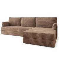 ECKSOFA ANKO modulares Boneless Sofa mit Schlaffunktion Beige Kordstoff - Beige, Textil (270/160cm) - MASSENO