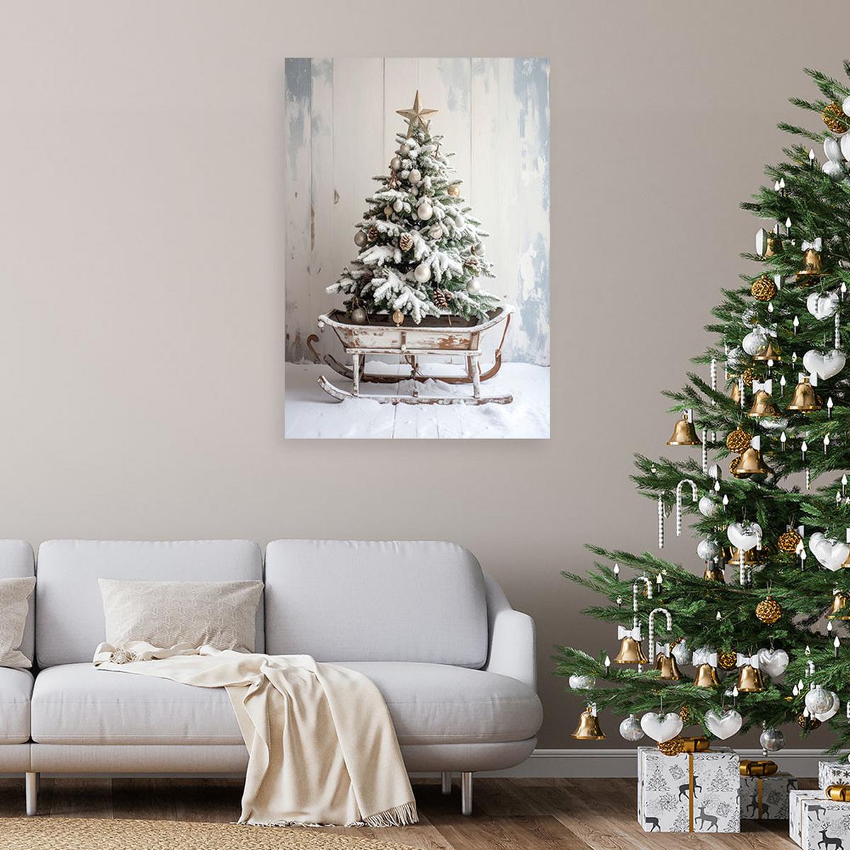 LEINWANDBILD Weihnachten 60x90cm - Grau, Textil (60/90cm) - Feeby