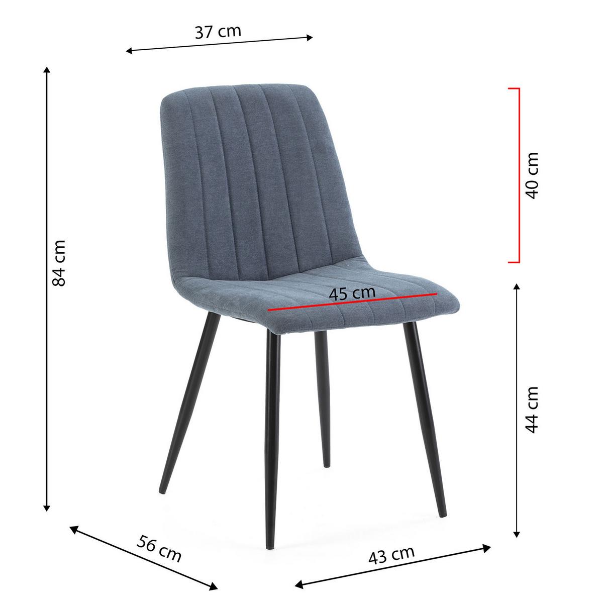 STUHL 4er-Set Sagi Stoff blau - Blau, Textil/Metall (45/84/56cm) - VS Venta-stock