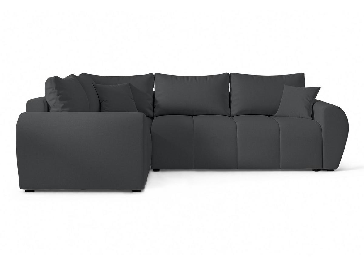 ECKSOFA L Form Malatya MAX Dunkelgrau 246/145/80 cm stilvolle mit Schlaffunktion L - Dunkelgrau/Schwarz, Kunststoff/Textil (175/235cm) - AX Living