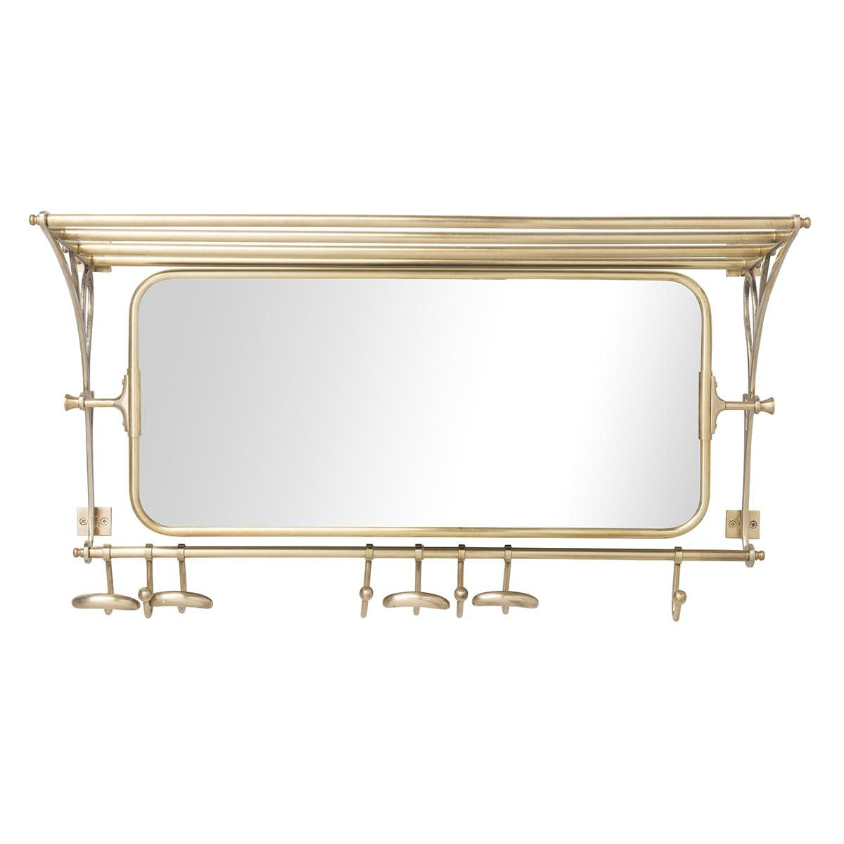 GARDEROBE aus Messing mit Spiegel und Regal 1 Tablett - 77/28/33 cm - Goldfarben, Metall (28/33/47cm) - Signature