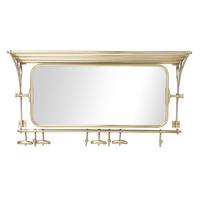 GARDEROBE aus Messing mit Spiegel und Regal 1 Tablett - 77/28/33 cm - Goldfarben, Metall (28/33/47cm) - Signature