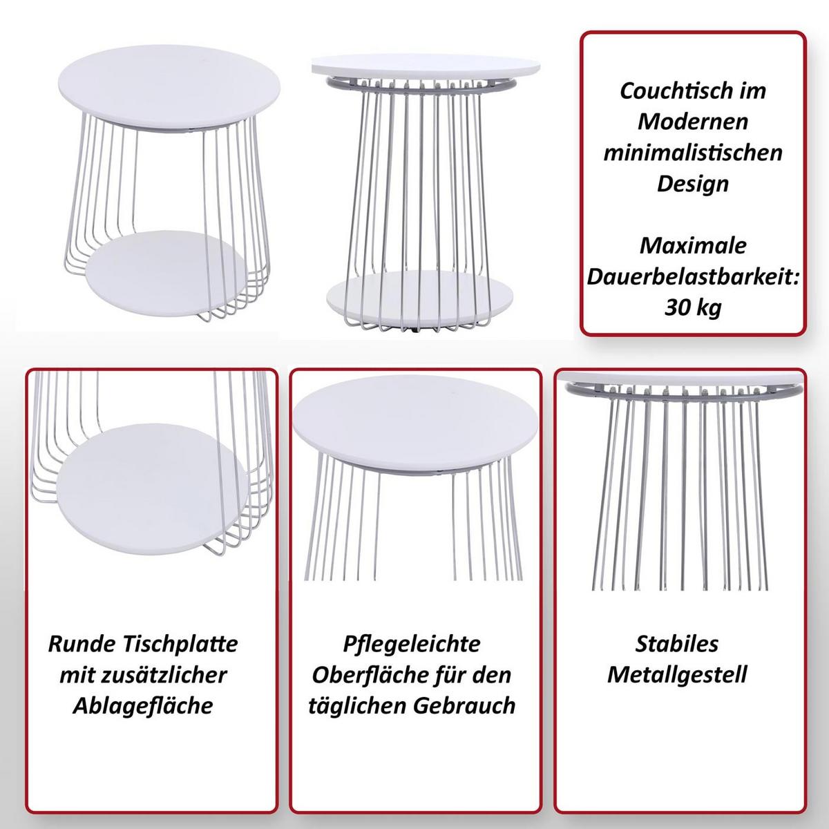 COUCHTISCH rund Braun, Silber - Silberfarben/Braun, Holz (50/50/52cm) - MCW