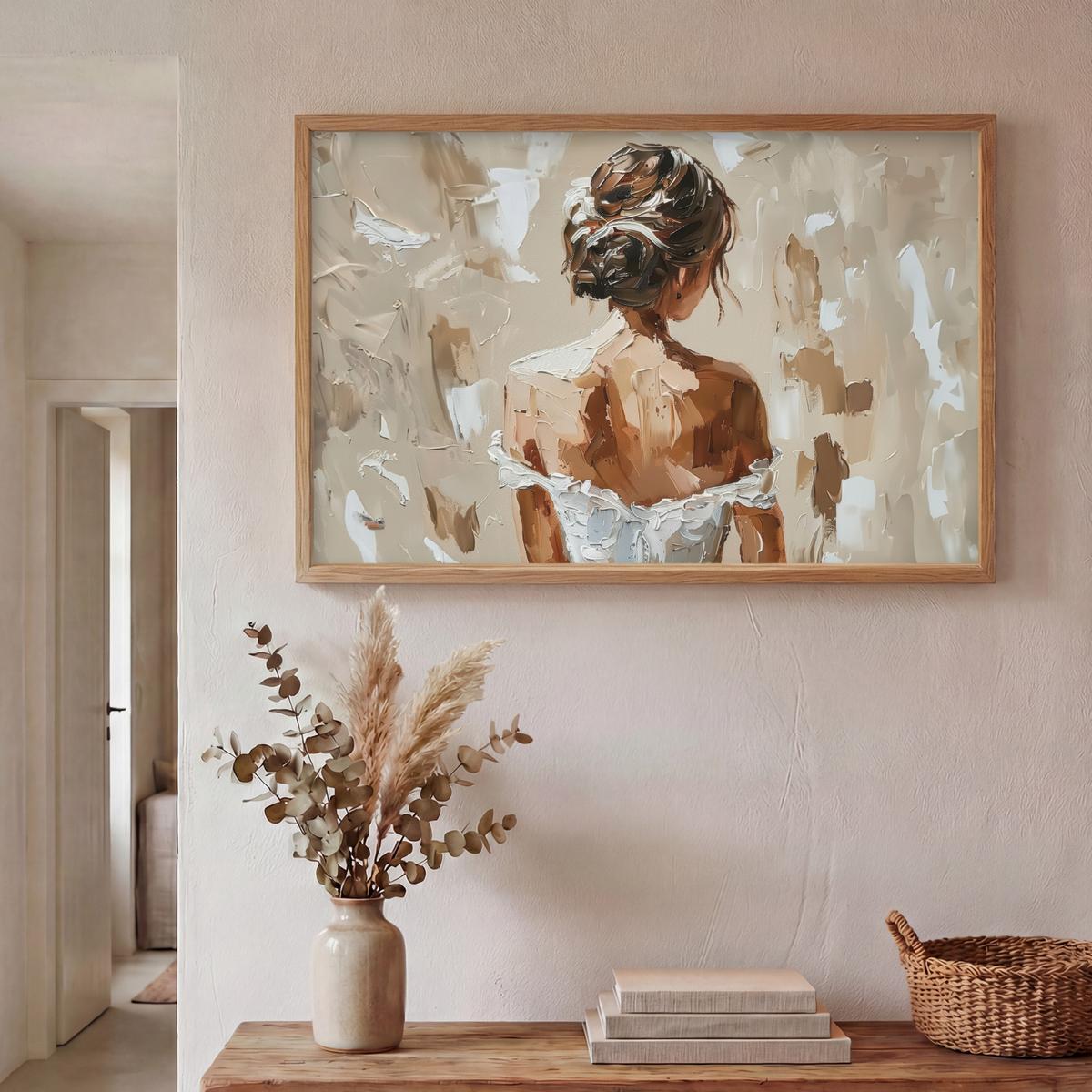 WANDLEUCHTE MIT AKKU Frau - Farbe - Abstrakt - Beige - Modern 100x70 cm - Hellbraun, Holzwerkstoff (100/70/8cm) - OnlyWow
