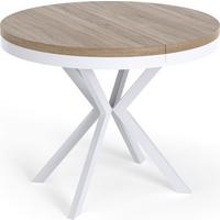 ESSTISCH Cloud runder ausziehbarer, Sonoma Eiche 90-170/90/76 cm - Weiß/Sonoma Eiche, Holzwerkstoff/Metall (90/170/76cm) - WFL GROUP