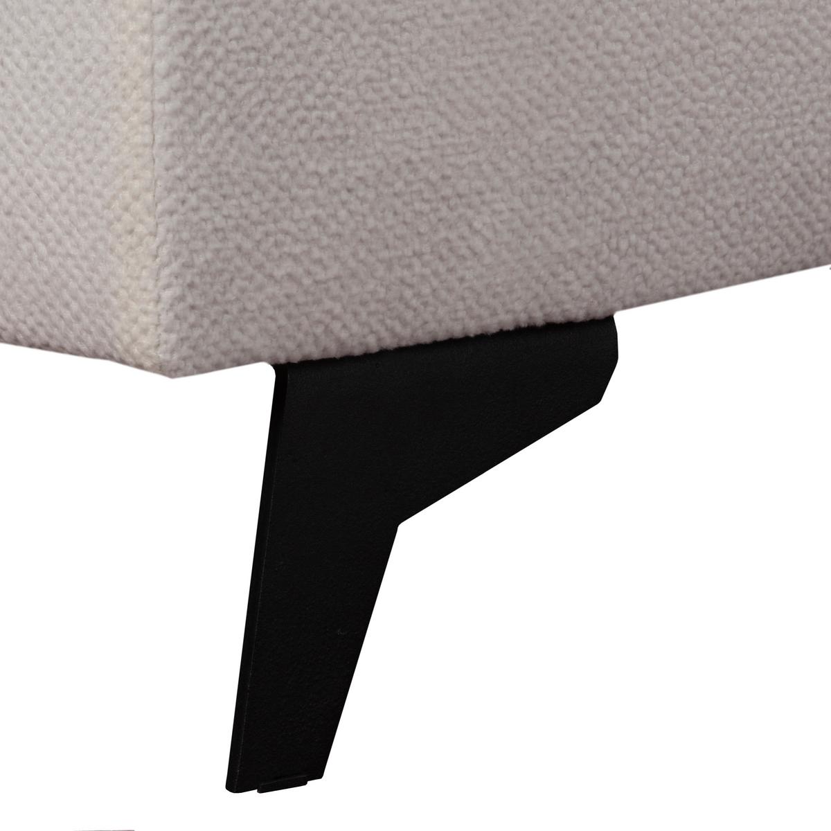 WOHNLANDSCHAFT VOLA Weiß Velours-Stoff mit Schlaffunktion - Weiß, Holz (348/105/199cm) - MASSENO