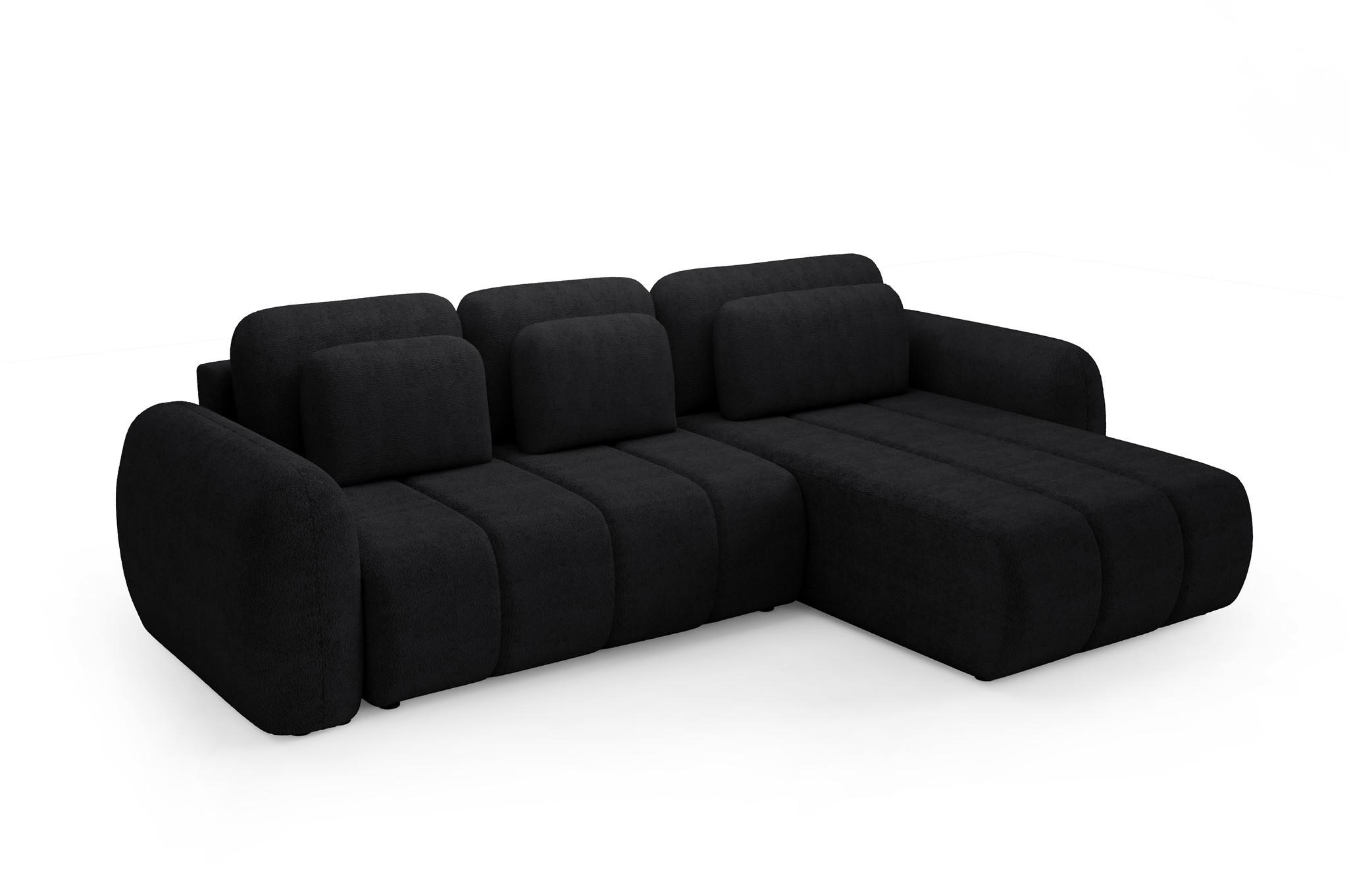 ECKSOFA Caria Mit Schlaffunktion - Schwarz, Holzwerkstoff/Textil (304/190cm) - Fun Möbel