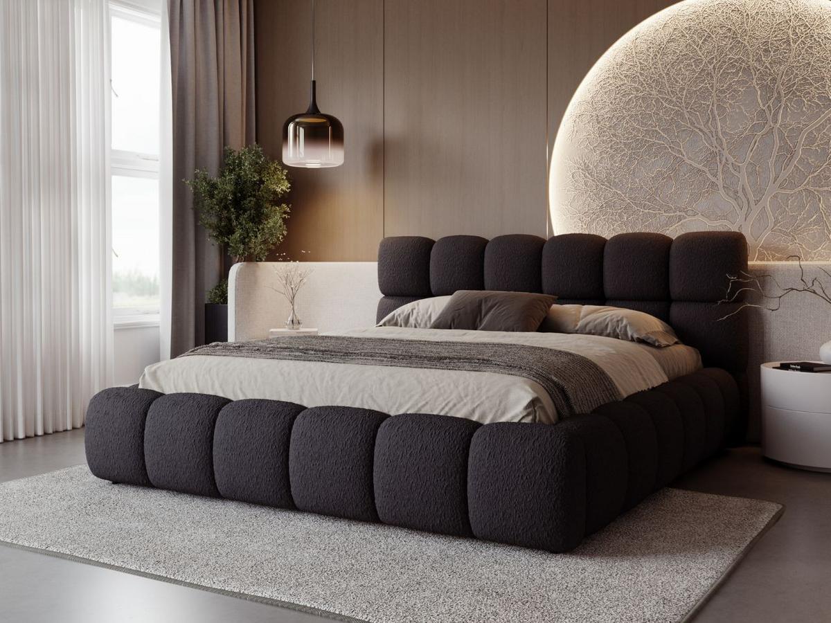 POLSTERBETT Modo 120x200 Bouclé-Stoff Schwarz - Schwarz, Textil (120/200cm) - Graingold
