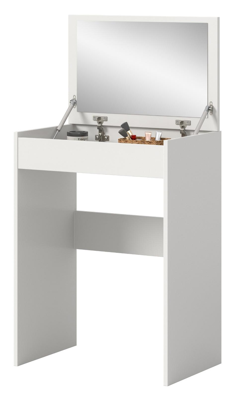 SCHMINKTISCH in weiß 62 x 84 cm, Kosmetiktisch mit Spiegel und Soft-Close - Weiß, Glas/Holzwerkstoff (62/84/40cm) - Inn.Furn