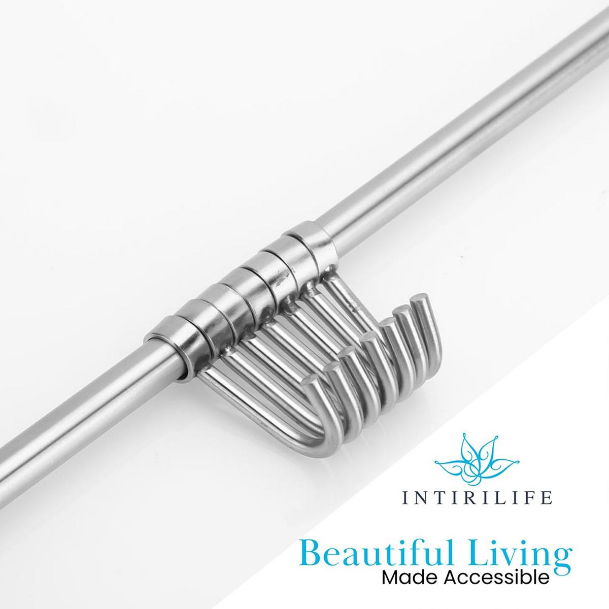 KÜCHEN HÄNGELEISTE mit 7 Haken - Silberfarben, Metall (3.4/2.2/39.6cm) - Intirilife