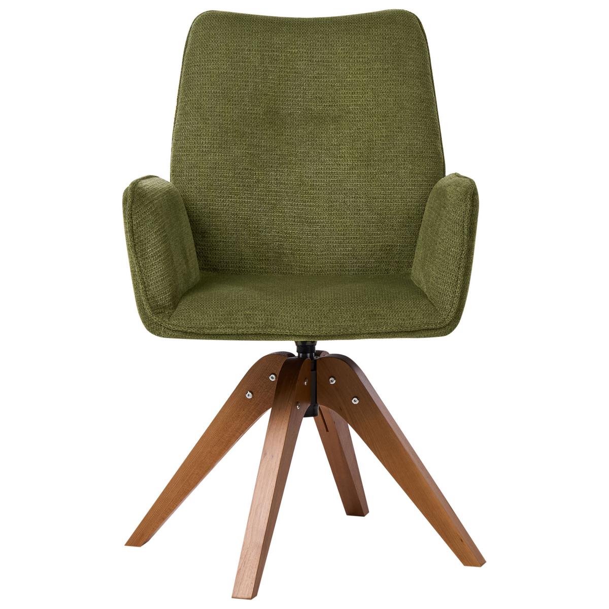 ESSZIMMERSTUHL drehbar Kunstleinen Grün Mokena - Grün, Textil (58/90/66cm) - Beliani