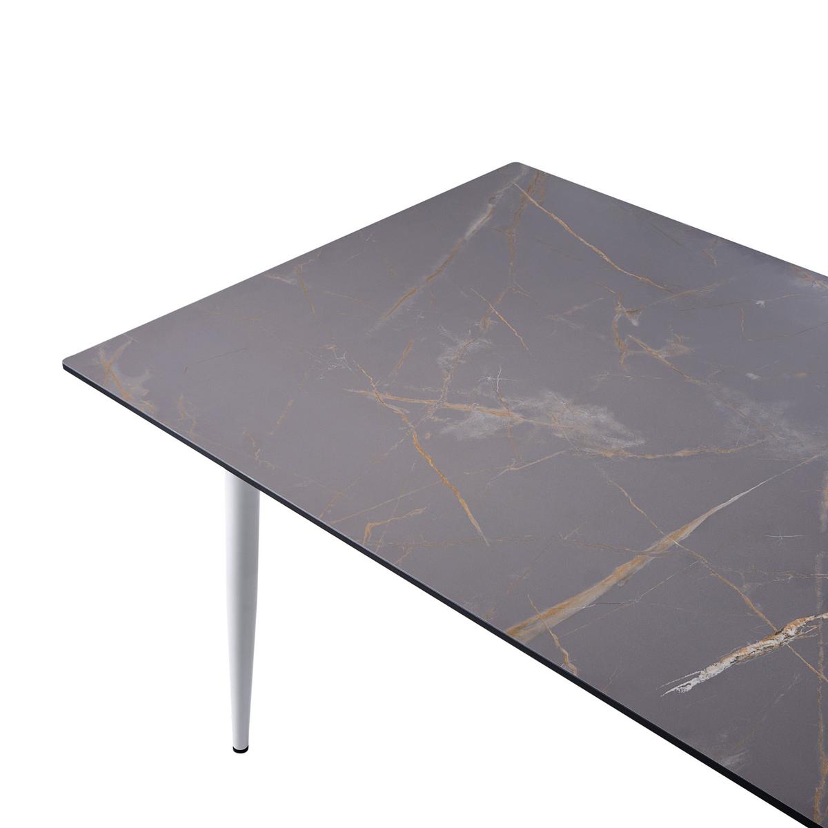 GARTENTISCH 180/90 cm Marmor Optik Grauer Marmor Tolentino - Dunkelgrau, Kunststoff (180/90/75cm) - Beliani