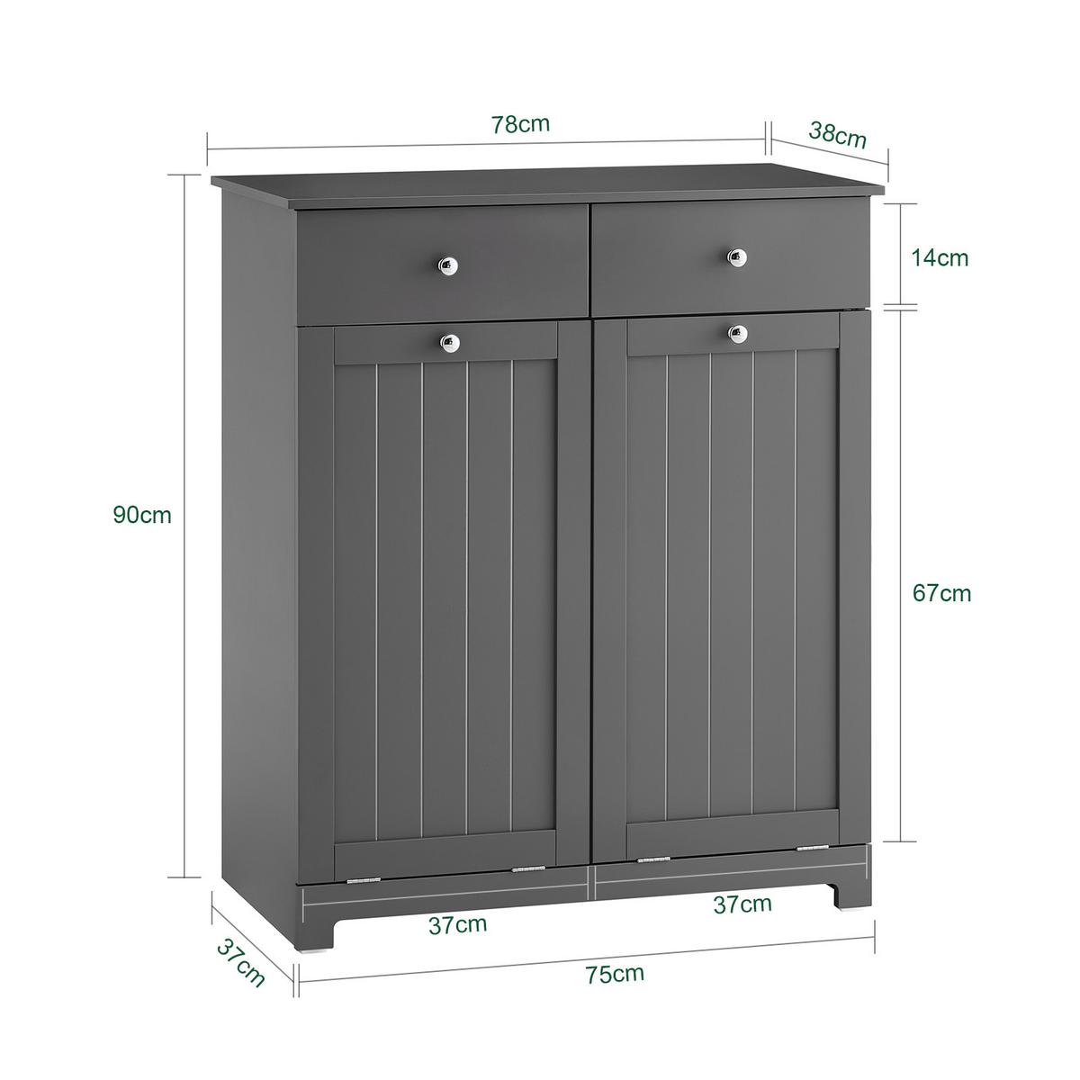 WÄSCHESCHRANK Grau - Grau, Holzwerkstoff (78/90/38cm) - SoBuy