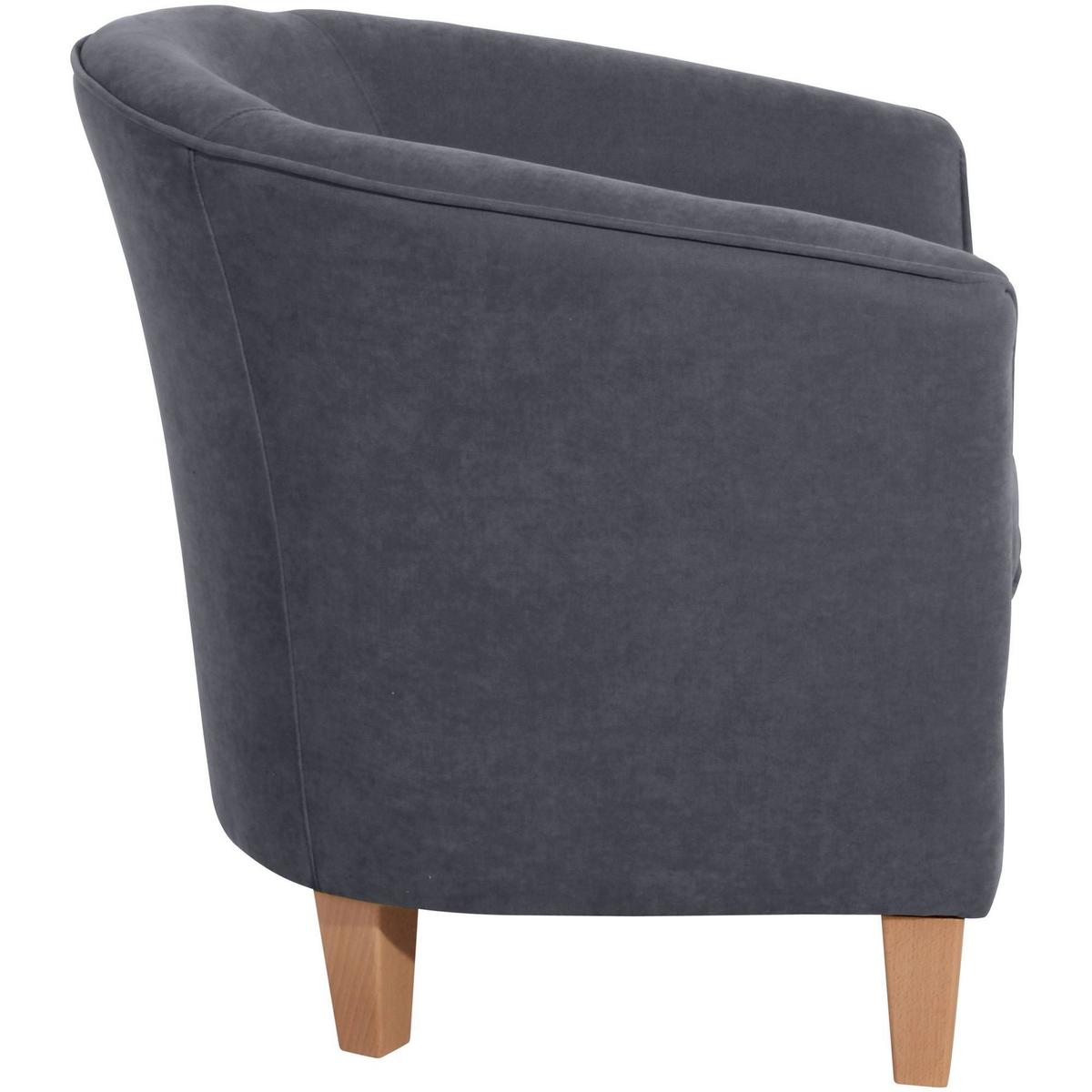 SESSEL Karine Bezug Veloursstoff Buche natur / anthrazit - Anthrazit, Kunststoff (70/74/70cm) - 58aufmkessel