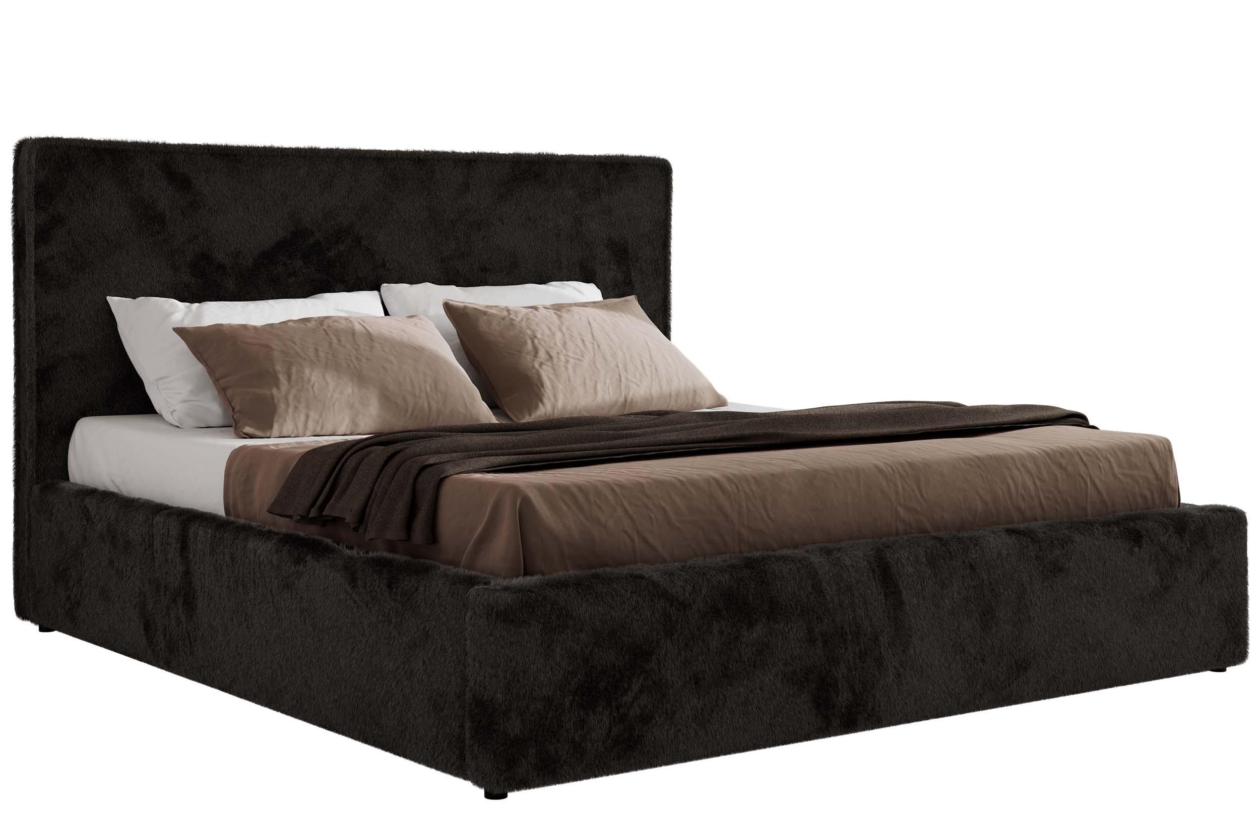 POLSTERBETT CORIVO CLASSIC 140/200 - Schwarz Plüsch - ohne Matratze - Schwarz, Textil (140/200cm) - MKS