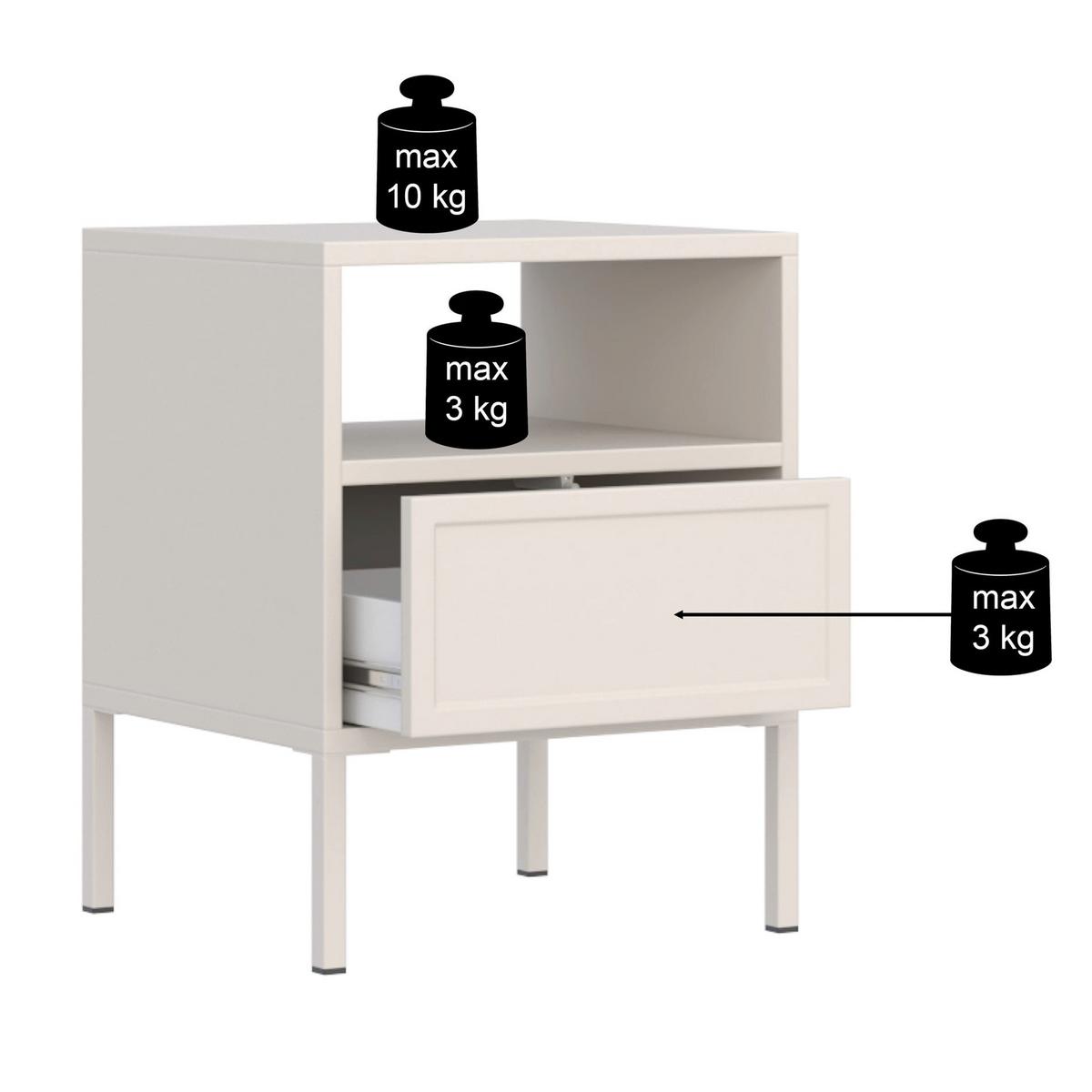 NACHTTISCH VELVETO weiß 50 cm - Weiß, Holzwerkstoff/Metall (45/54/40cm) - Selsey