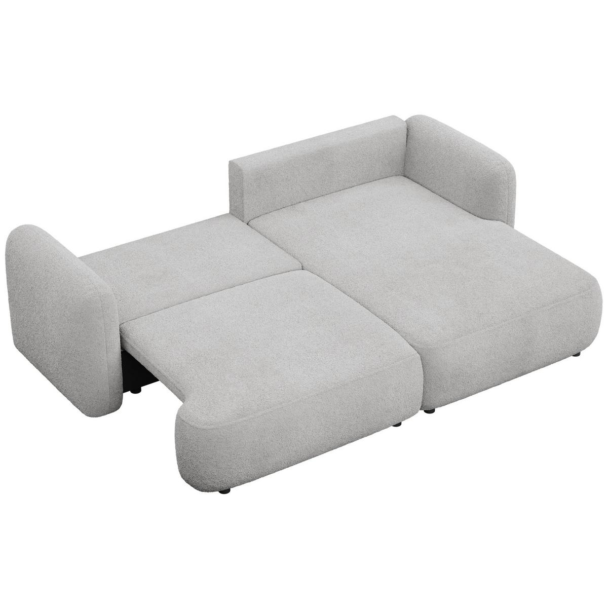 ECKSOFA Tvoya Hellgrau Bouclé - Hellgrau/Schwarz, Kunststoff/Textil (175/267cm) - Selsey