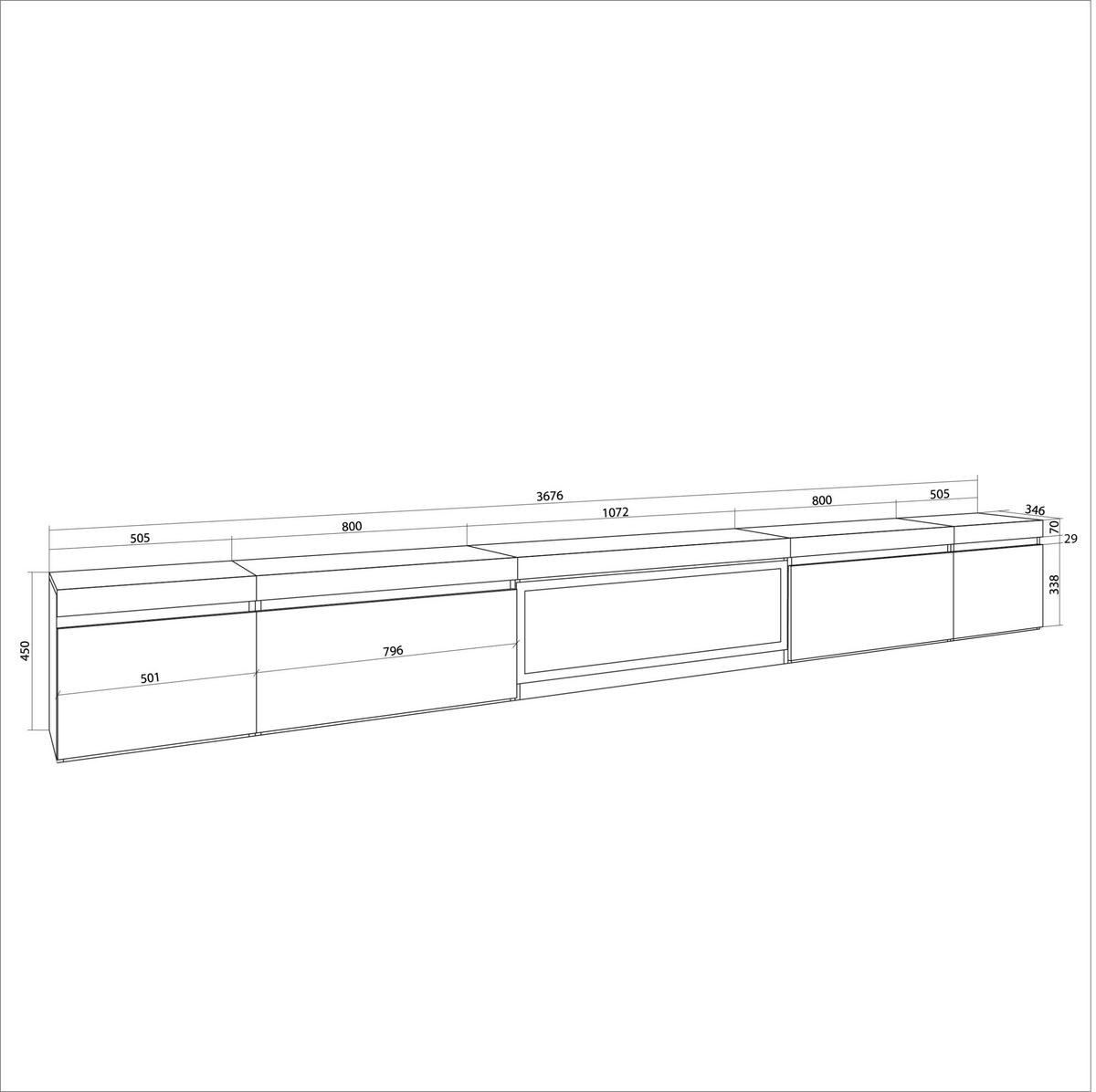 LOWBOARD Elektrokamin XXL, Schwarz, 368/35/45cm - Schwarz, Holzwerkstoff (368/45/35cm) - Skraut Home