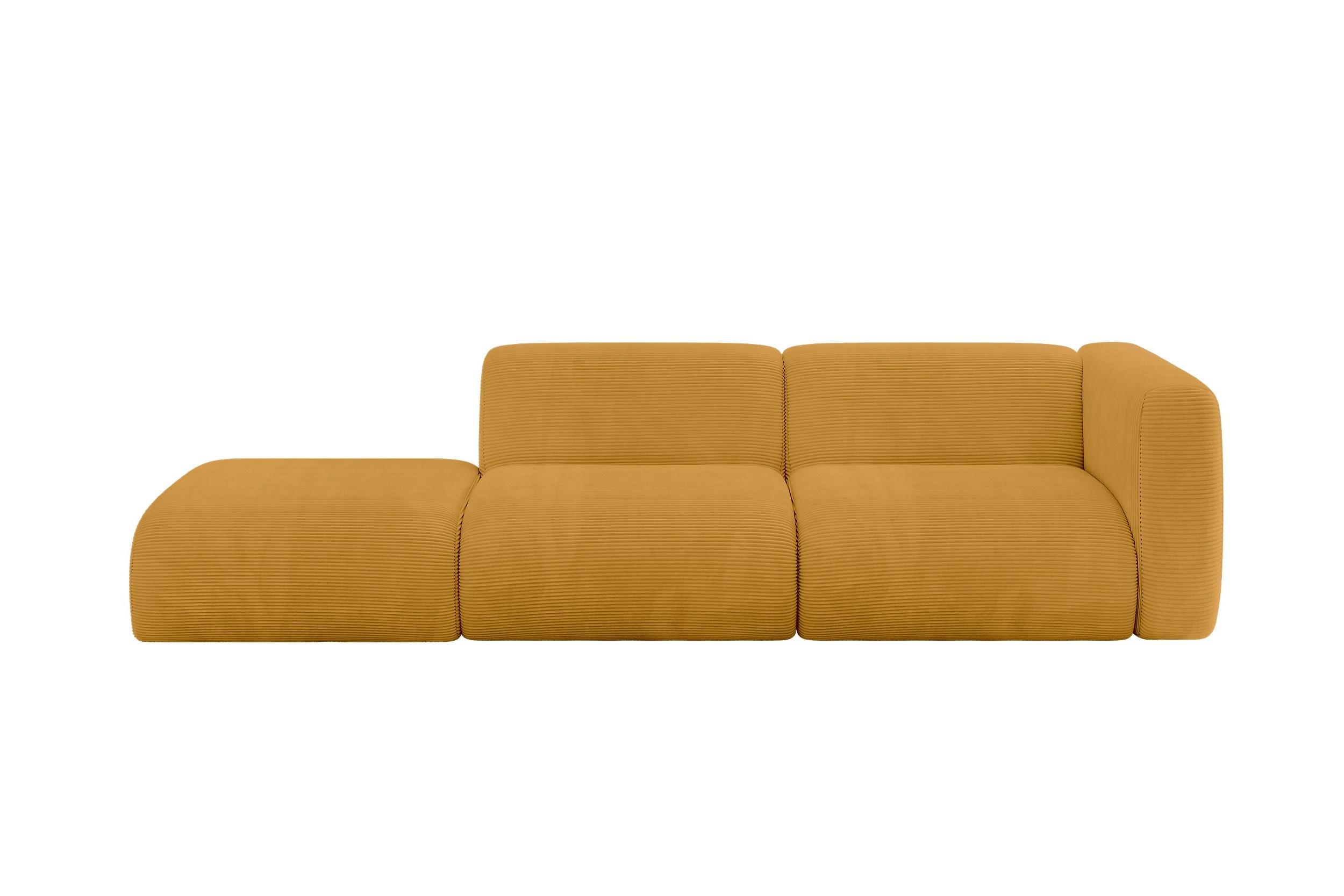 SOFA Ottomane Rechts MIRA-S3 296x89x70 Senfgelb Cord - Currygelb/Schwarz, Holzwerkstoff/Kunststoff (296/70/89cm) - ALTDECOR