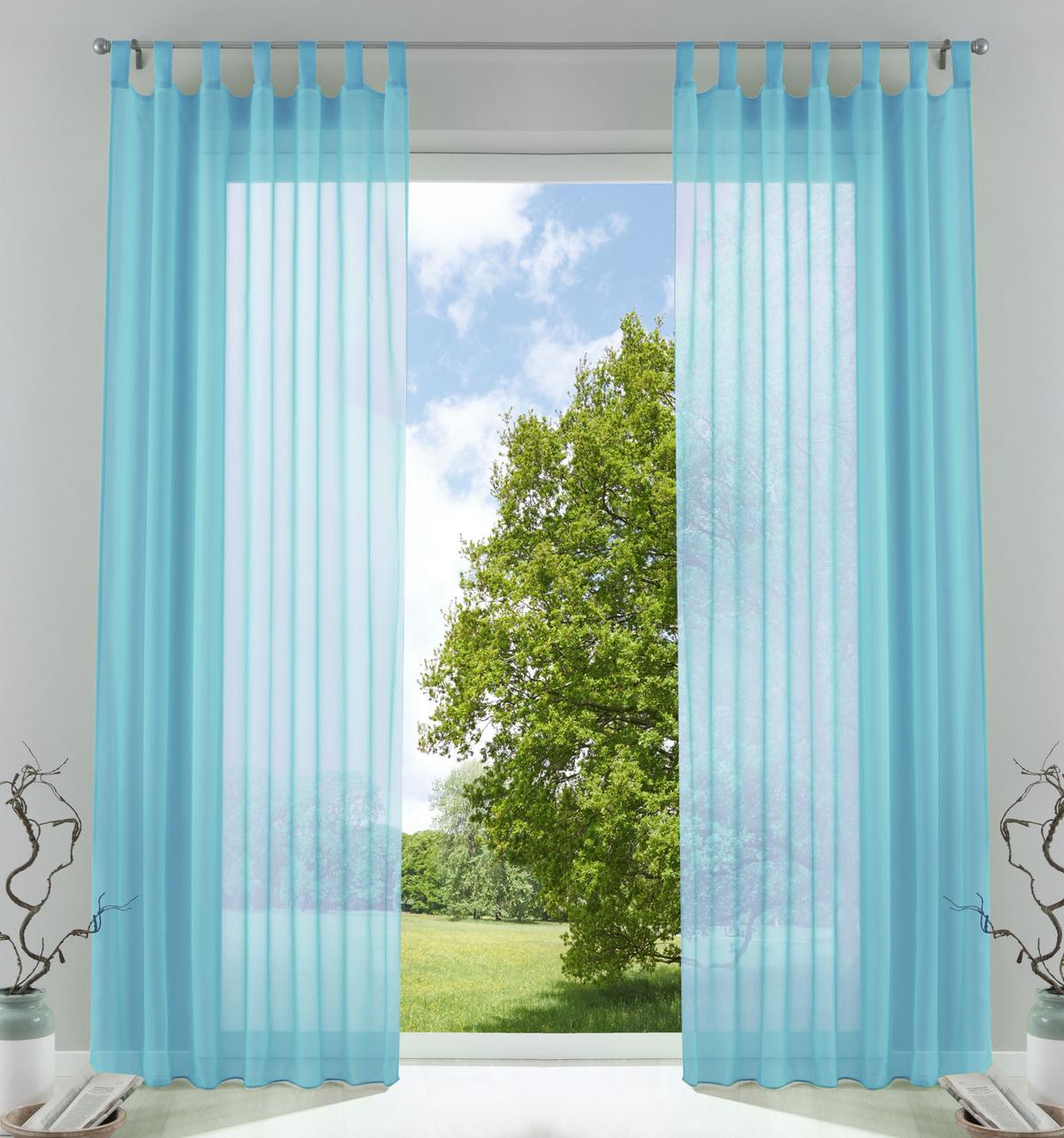 SCHLAUFENGARDINEN Voile 2er Set 245x140 cm Hellblau - Hellblau, Textil (140/245cm) - Gardinenbox.eu