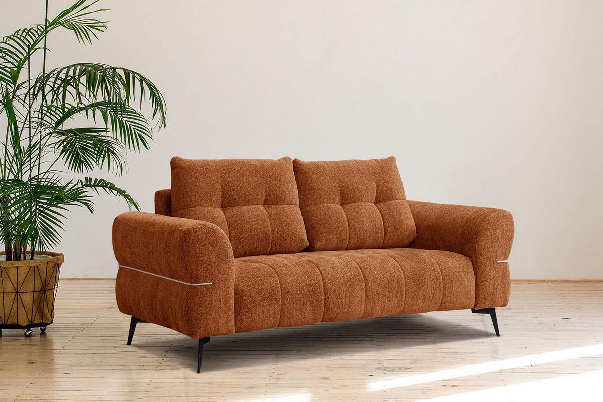 SOFA SALVINI 2,5-Sitzer, dunkelorange - Dunkelorange/Schwarz, Holzwerkstoff/Textil (176/88/99cm) - Wozimo