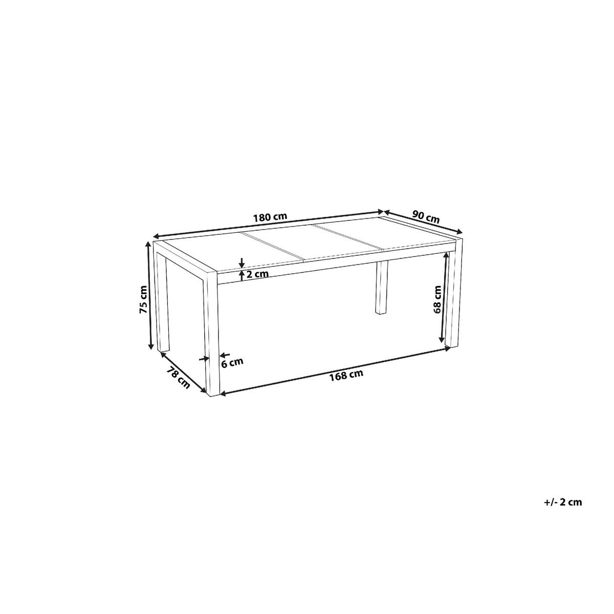 GARTENTISCH Keramik-Glas weiß 180/90 cm Cosoleto - Silberfarben/Weiß, Glas (180/90/75cm) - Beliani