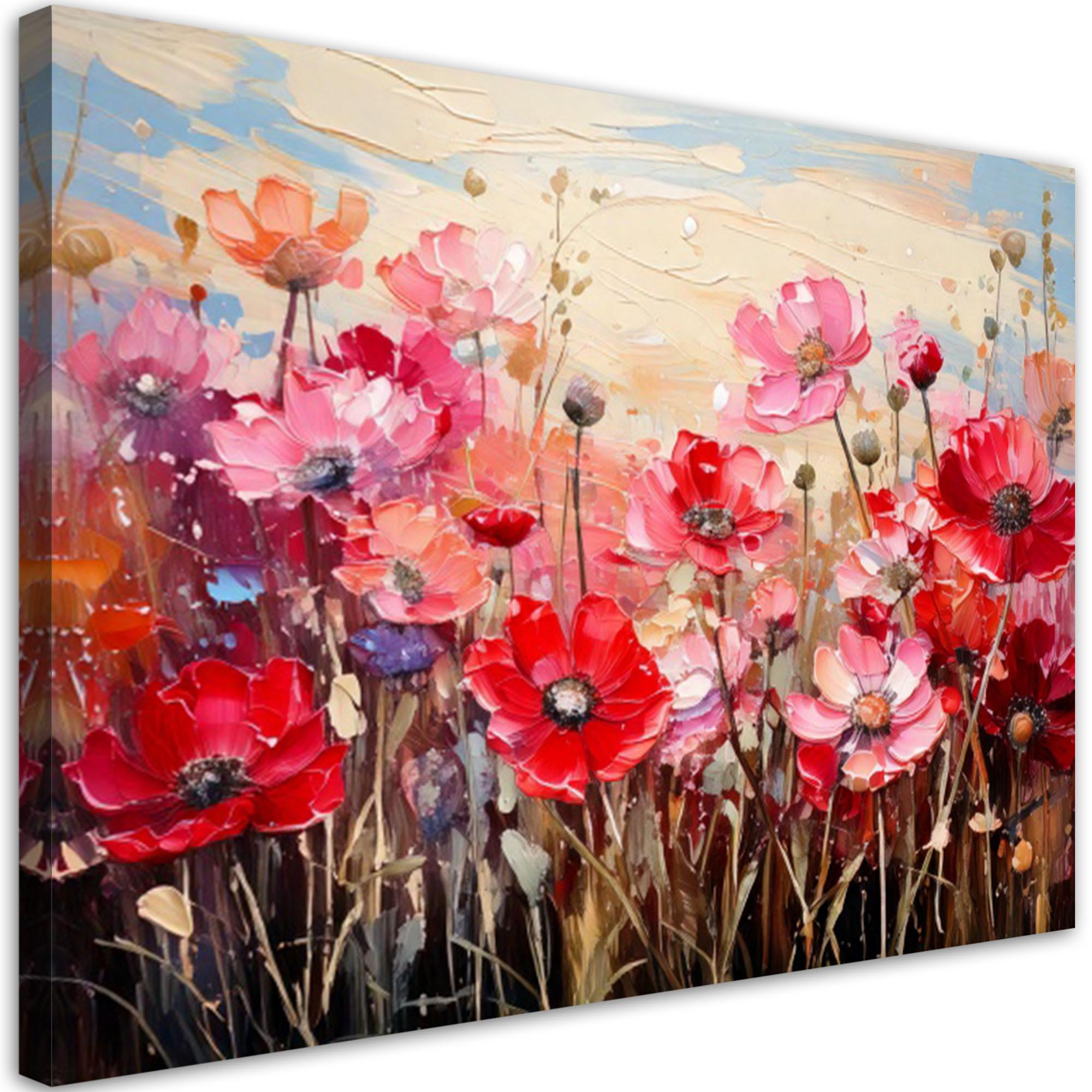 LEINWANDBILD Blumen 120x80cm - Rosa, Textil (120/80cm) - Feeby