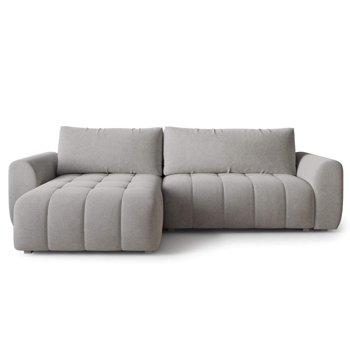 ECKSOFA MODARO CL Hellgrau Samtstoff mit Schlaffunktion - Hellgrau, Holzwerkstoff/Textil (285/148cm) - MASSENO