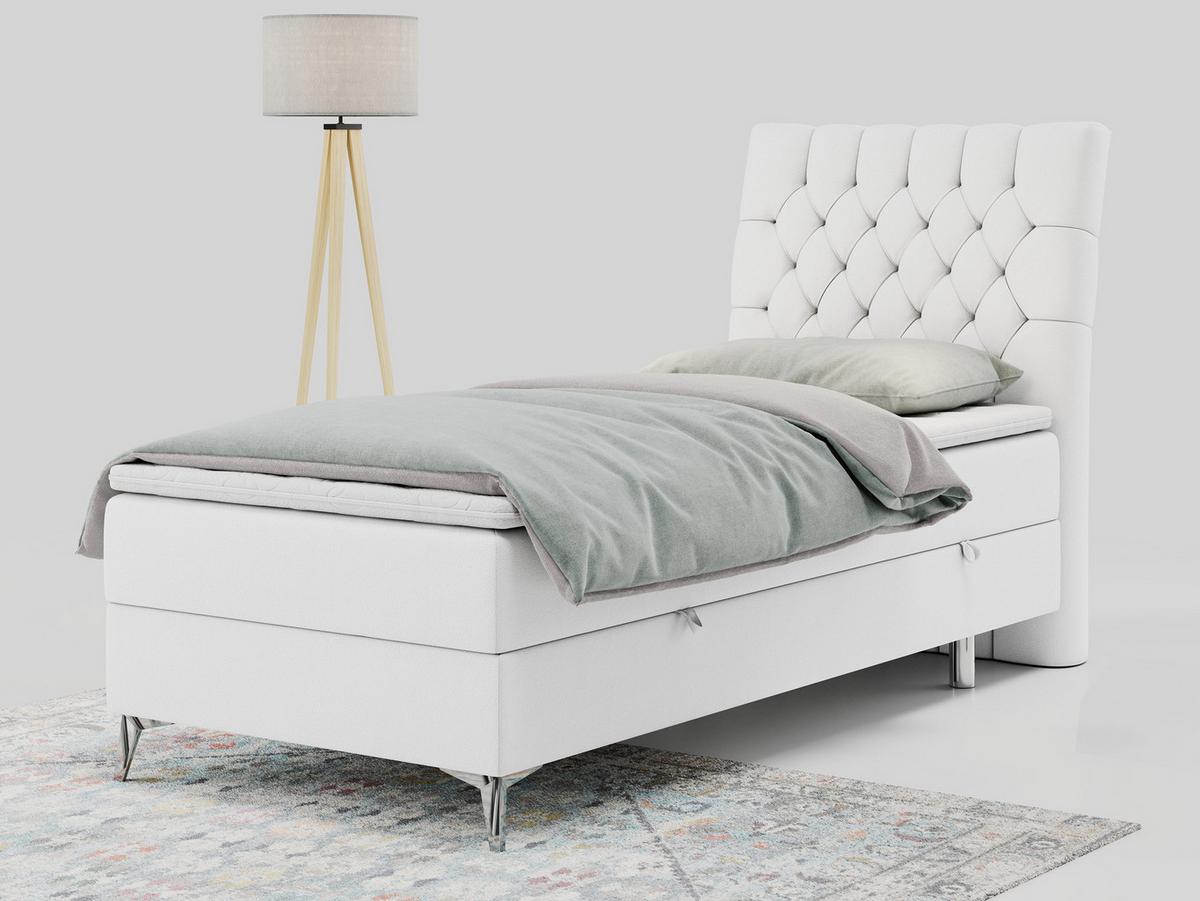 BOXBETT MILEN 90/200 Weiß Kunstleder - H3 - Rechts Seite - Weiß, Holz/Textil (90/200cm) - MKS