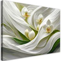LEINWANDBILD Orchideen abstrakt 3D 100x70cm - Weiß, Textil (100/70cm) - Feeby