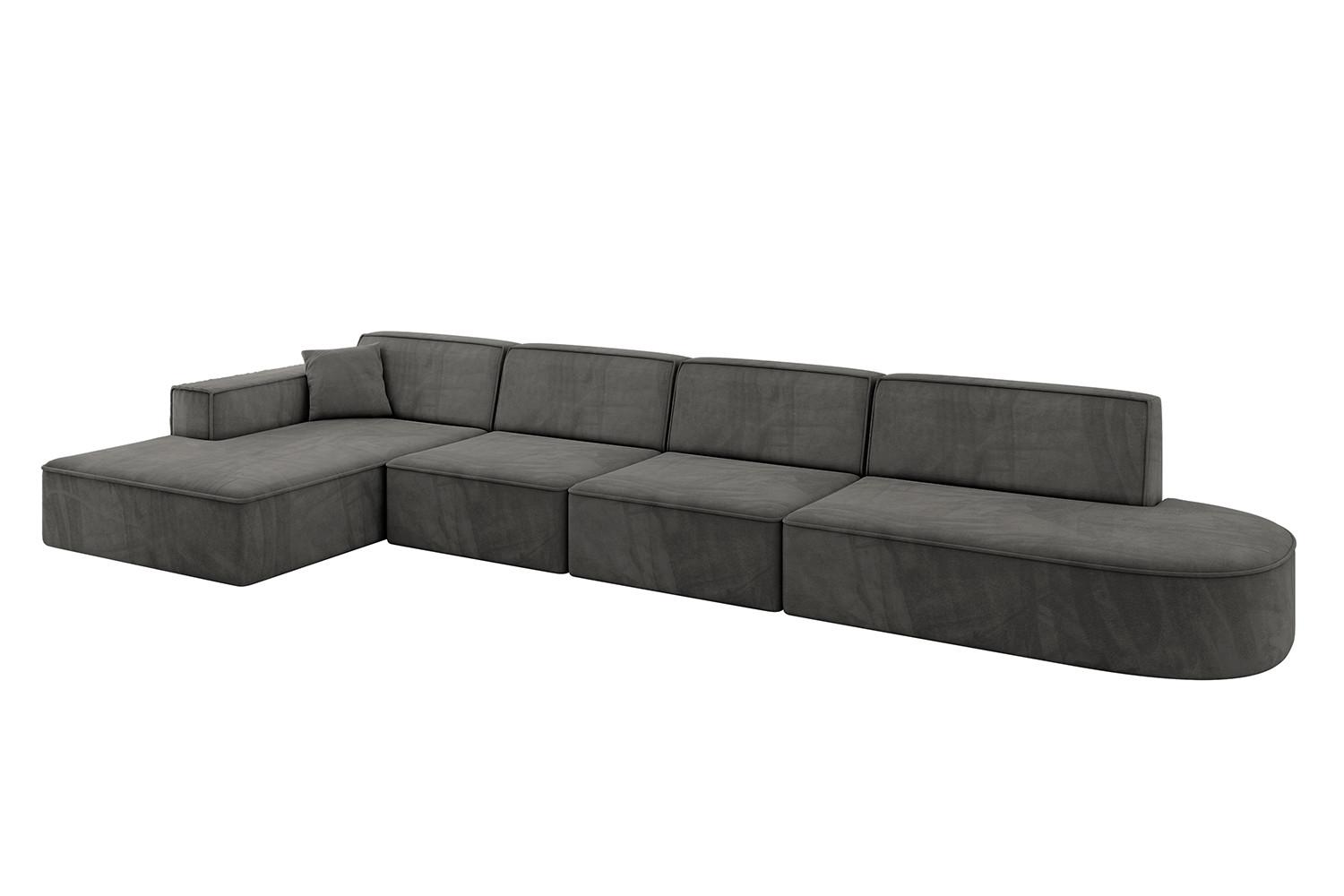 ECKSOFA Ottomane Links IREA-L3-v4 - 412x165x77 cm Ecru - Anthrazit, Holzwerkstoff/Textil (412/165cm) - ALTDECOR