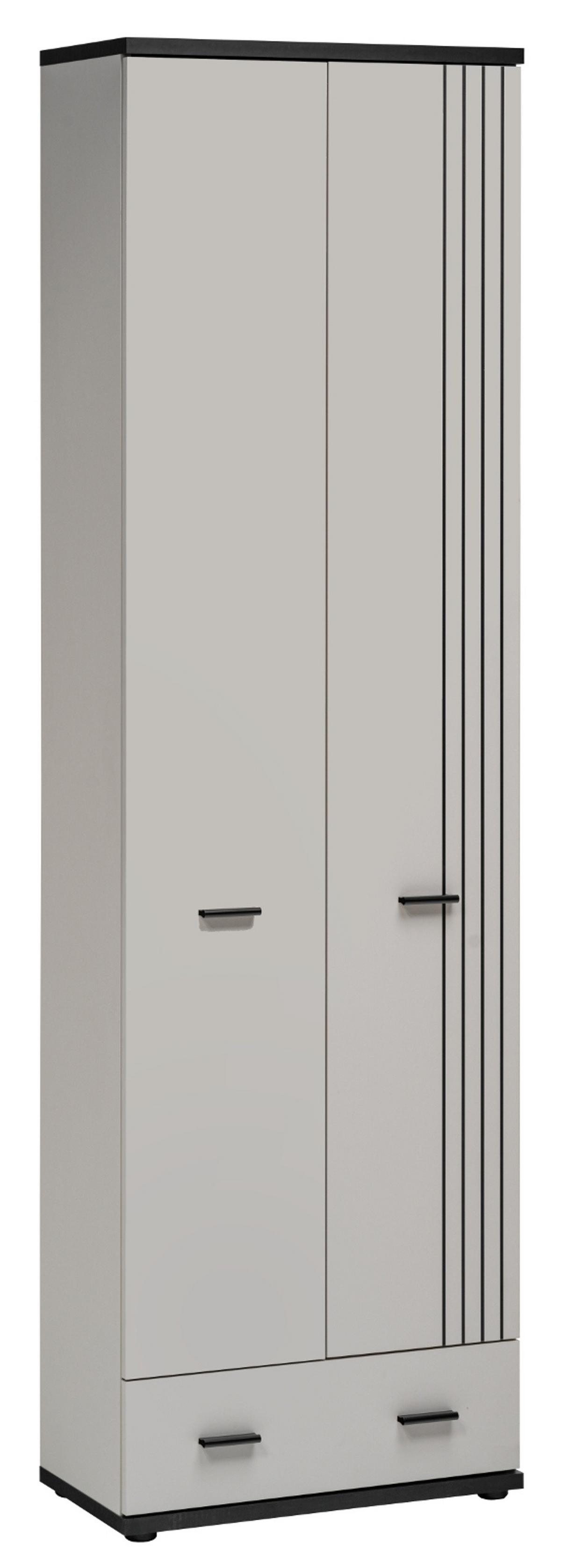 GARDEROBENSCHRANK Kaschmir, schwarz 60 x 203 cm, Flurschrank mit Streifenmuster - Kaschmir/Schwarz, Holzwerkstoff/Kunststoff (60/203/32cm) - Inn.Furn