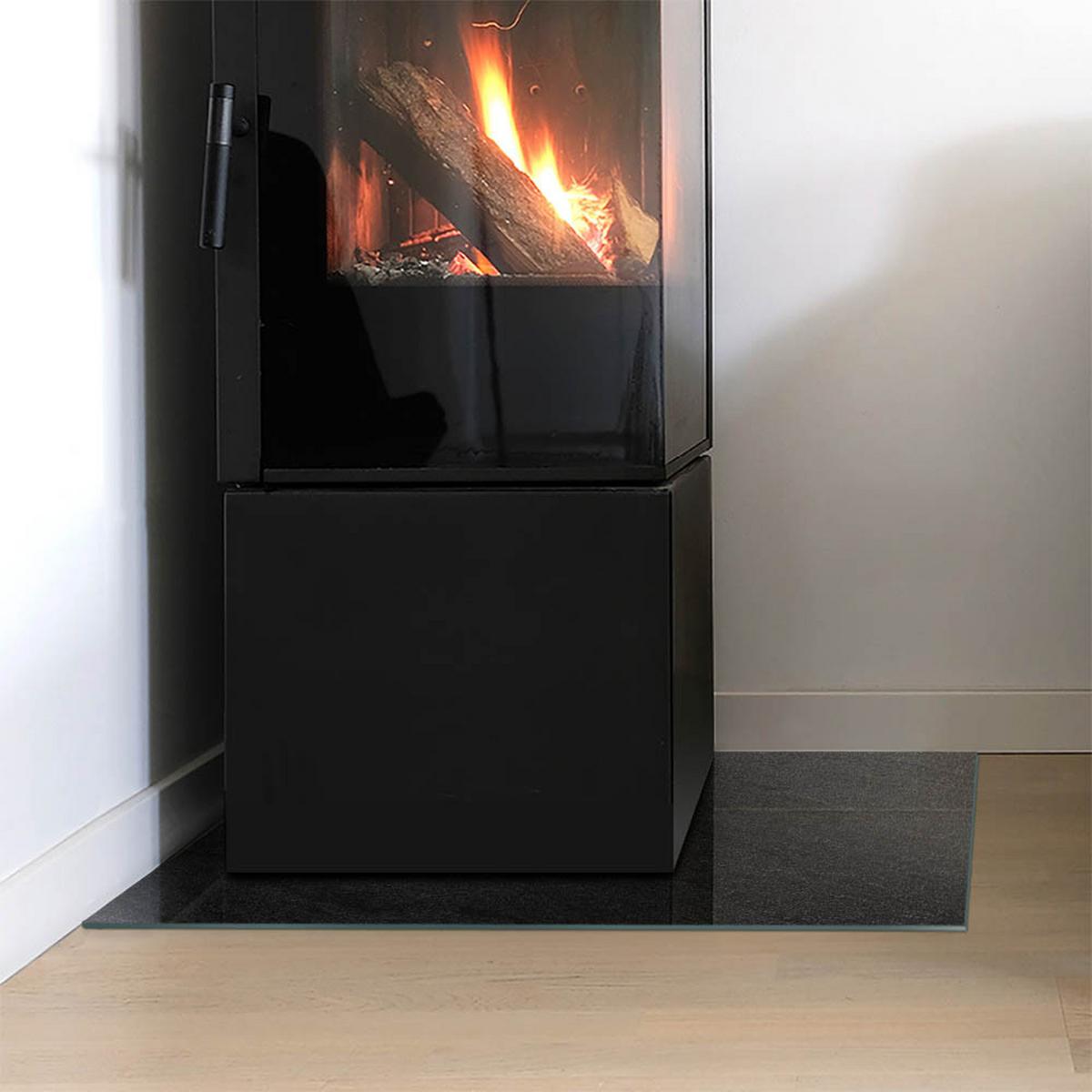 GLASPLATTE für Kamin 60x40 cm - Schwarz, Glas (60/40/0.4cm) - TULUP