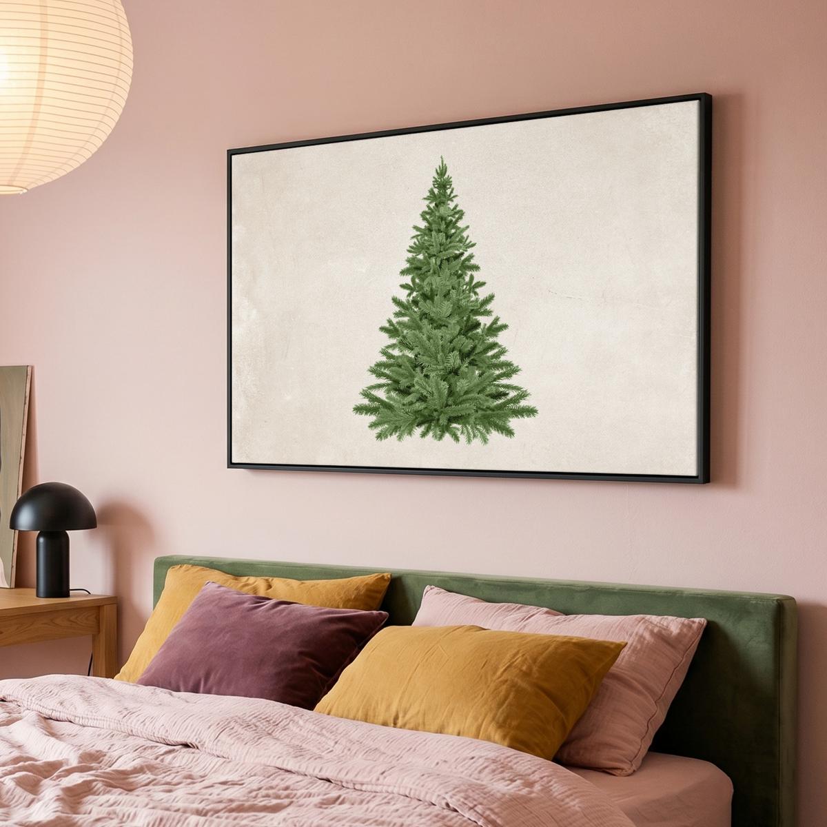 LEINWAND Bilder mit Rahmen - Weihnachtsbaum - Grün - Weihnachten - Feiertage - 150x100 - Olivgrün, Textil (150/100cm) - MuchoWow