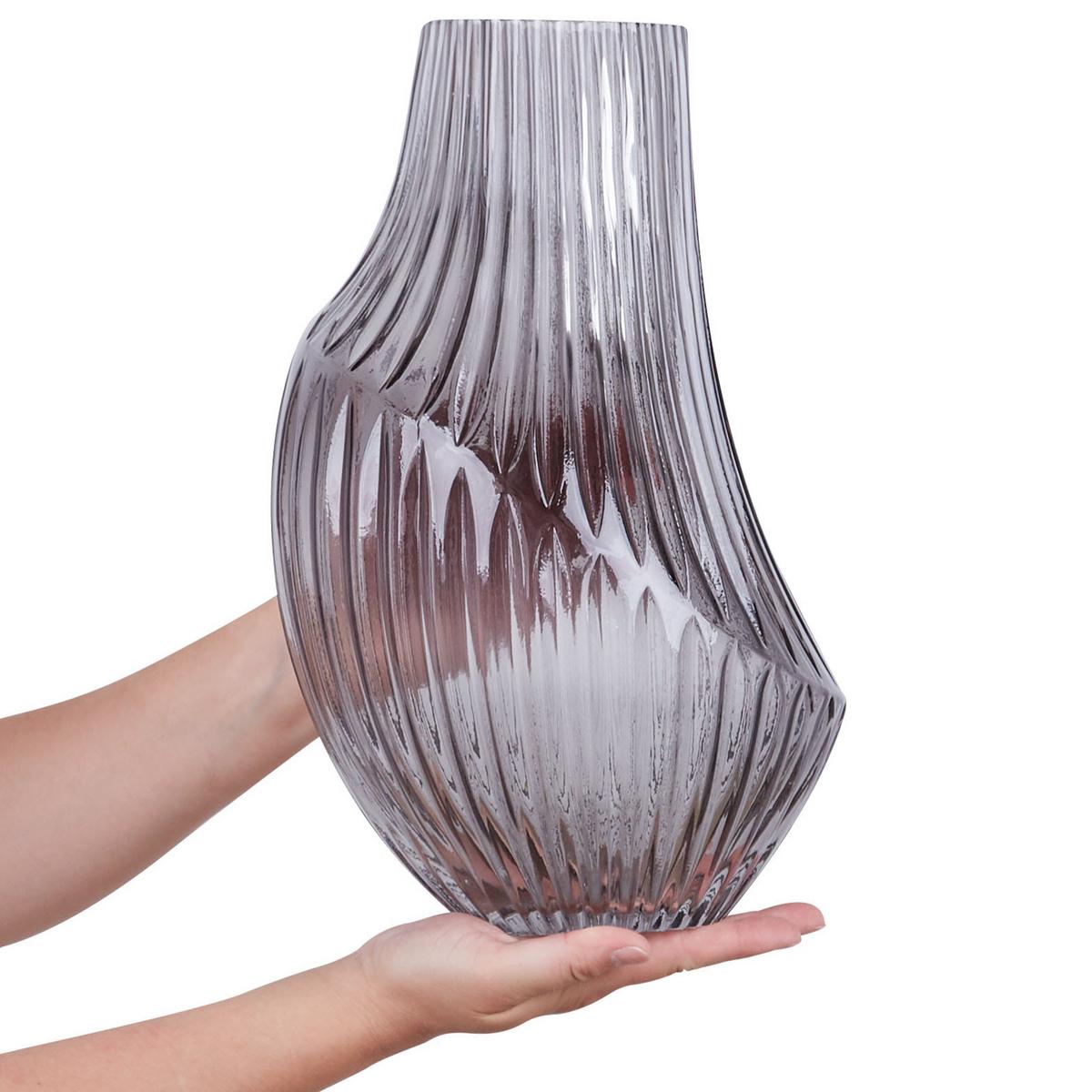 BLUMENVASE Glas grau Myrsina - Grau, Glas (36cm) - Beliani