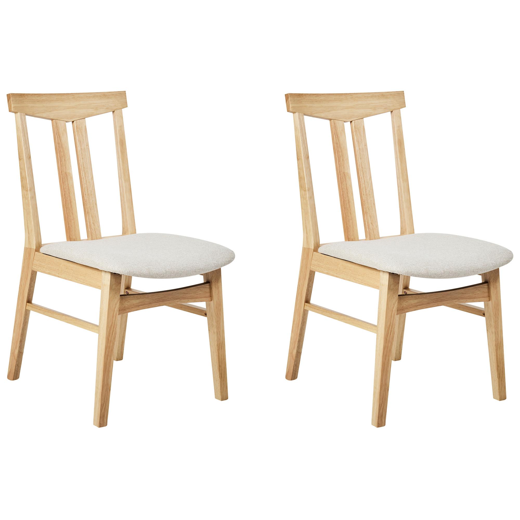 ESSZIMMERSTUHL 2er-Set Hellbeige Avalon - Beige/Braun, Holz (47/86/58cm) - Beliani