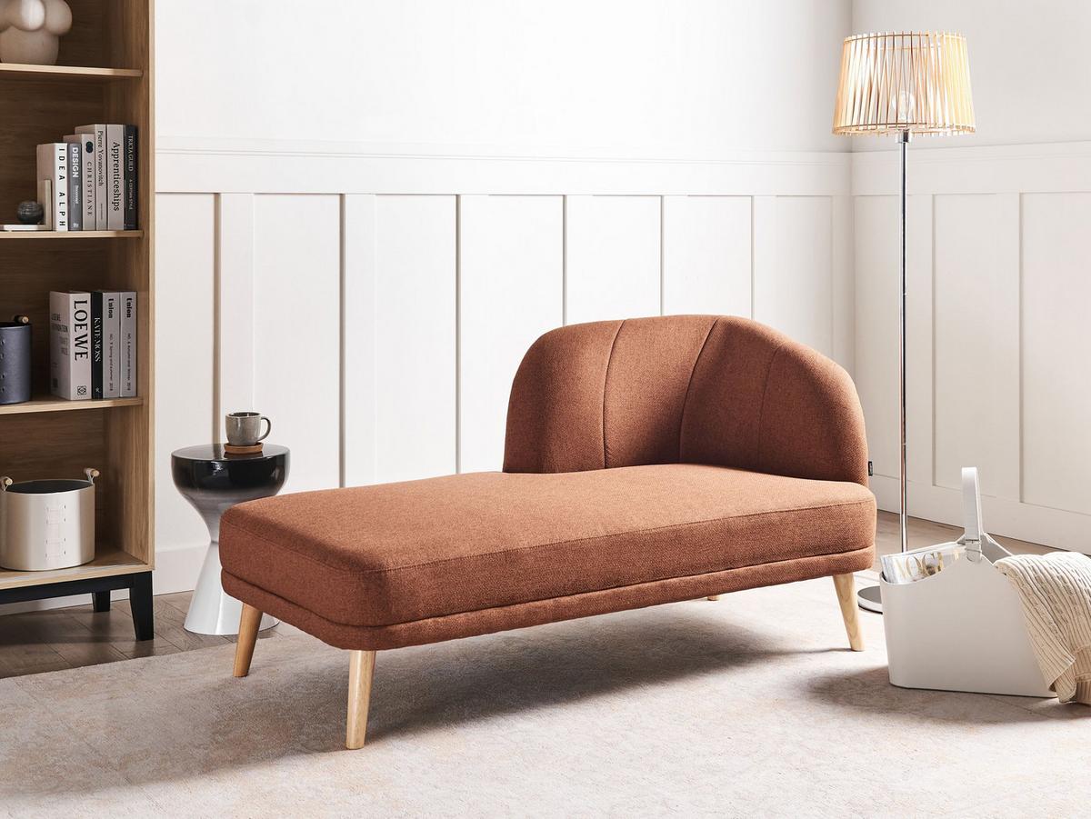 CHAISELONGUE-RECHTSSEITIGE Stoff Goldbraun Tanlay - Goldfarben/Braun, Textil (74/78/153cm) - Beliani